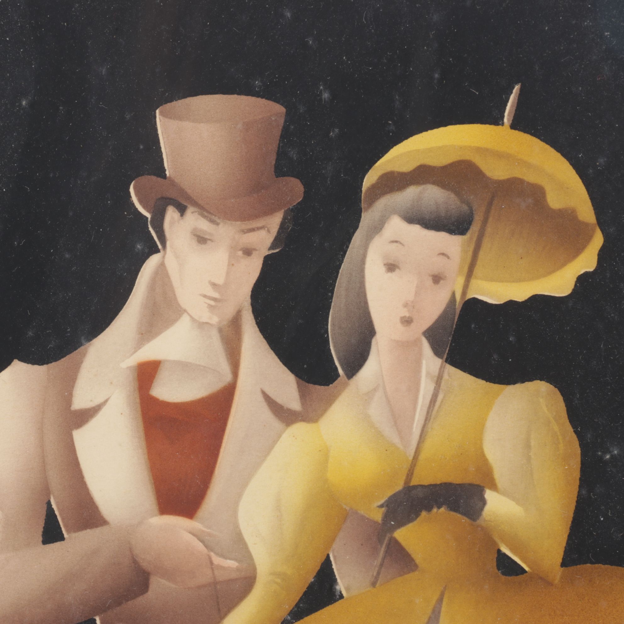 Pair of Bernard Picture Company Victorian Style Airbrush Stencil Portraits