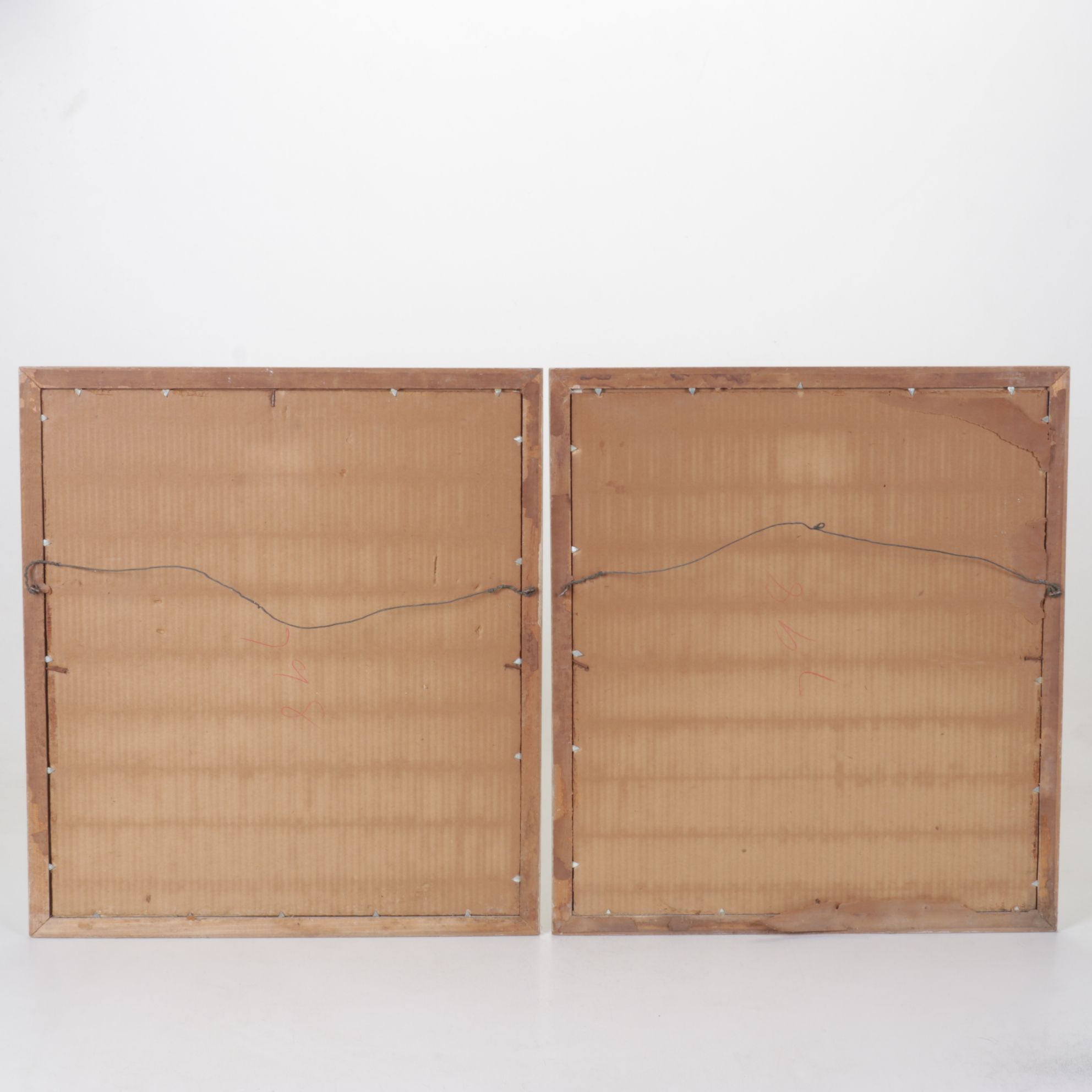 Pair of Bernard Picture Company Victorian Style Airbrush Stencil Portraits