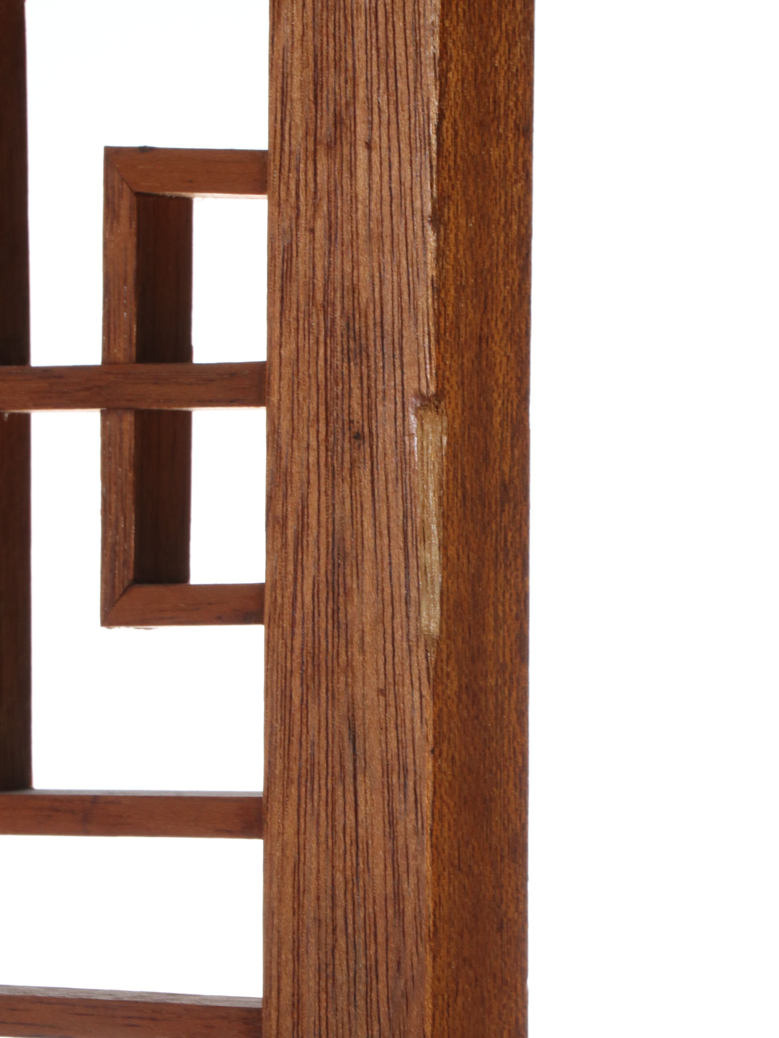 Southeast Asian Style Geometric Pattern Wooden Screen, Mid to Late 20th Century