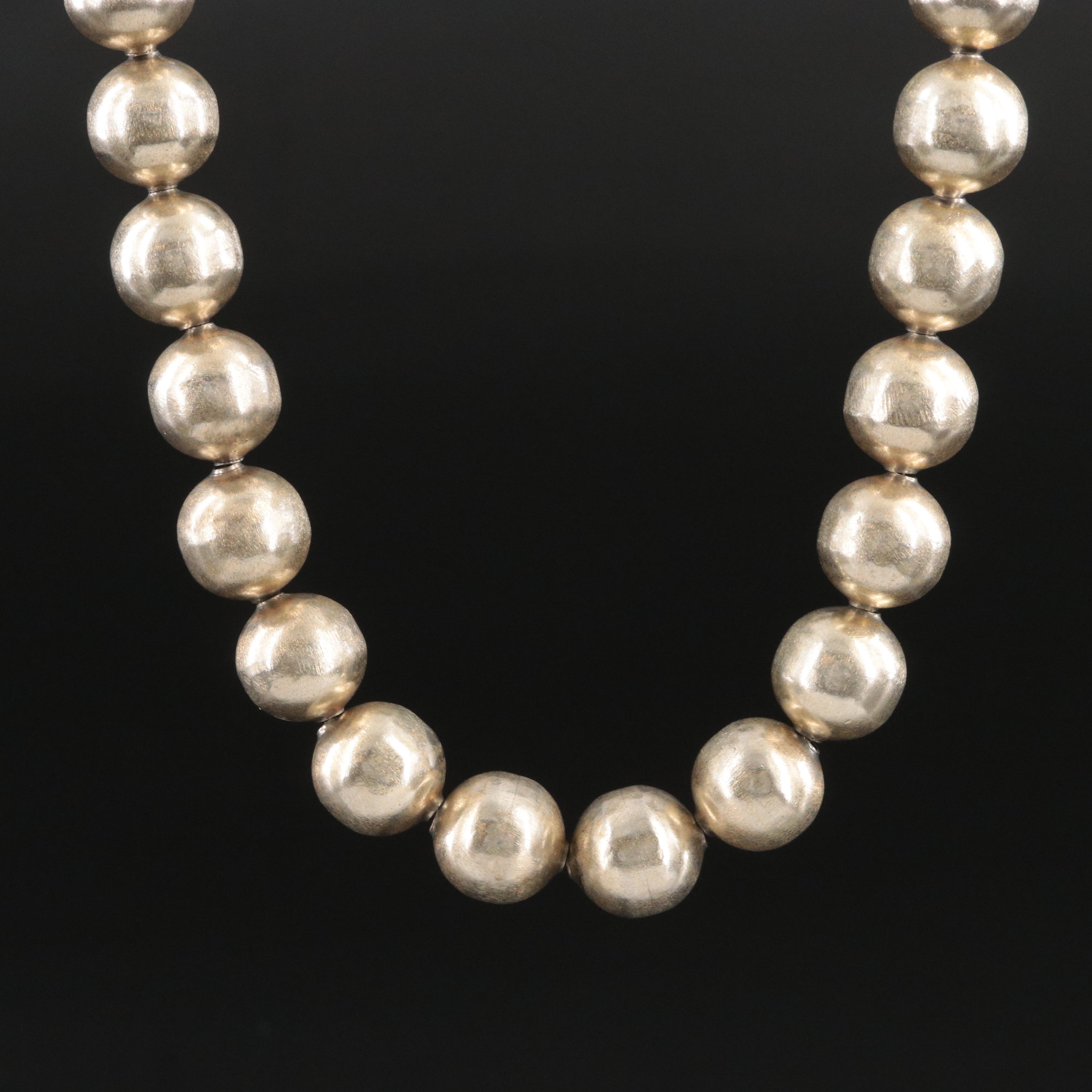 Mexican Sterling Bench Bead Necklace