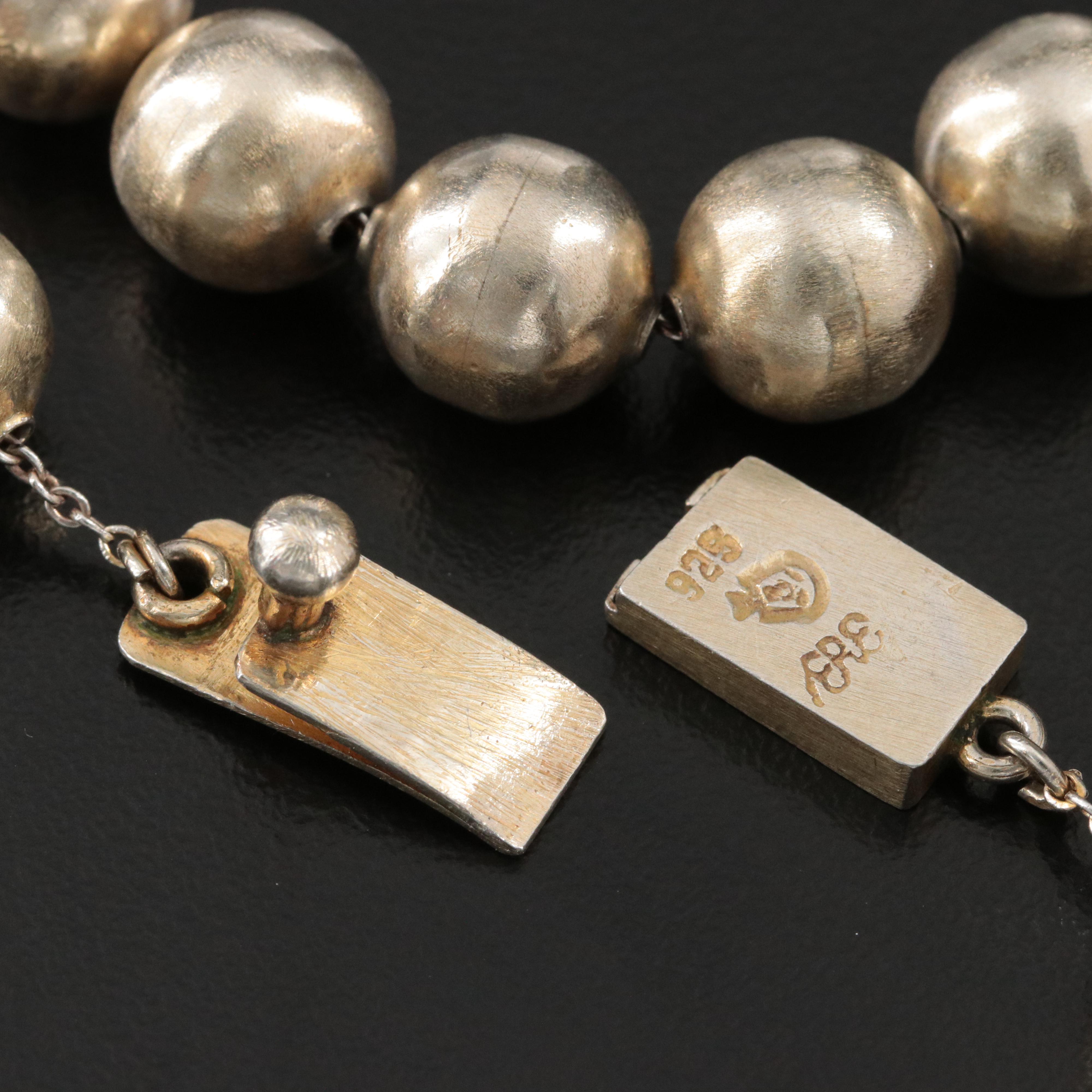 Mexican Sterling Bench Bead Necklace