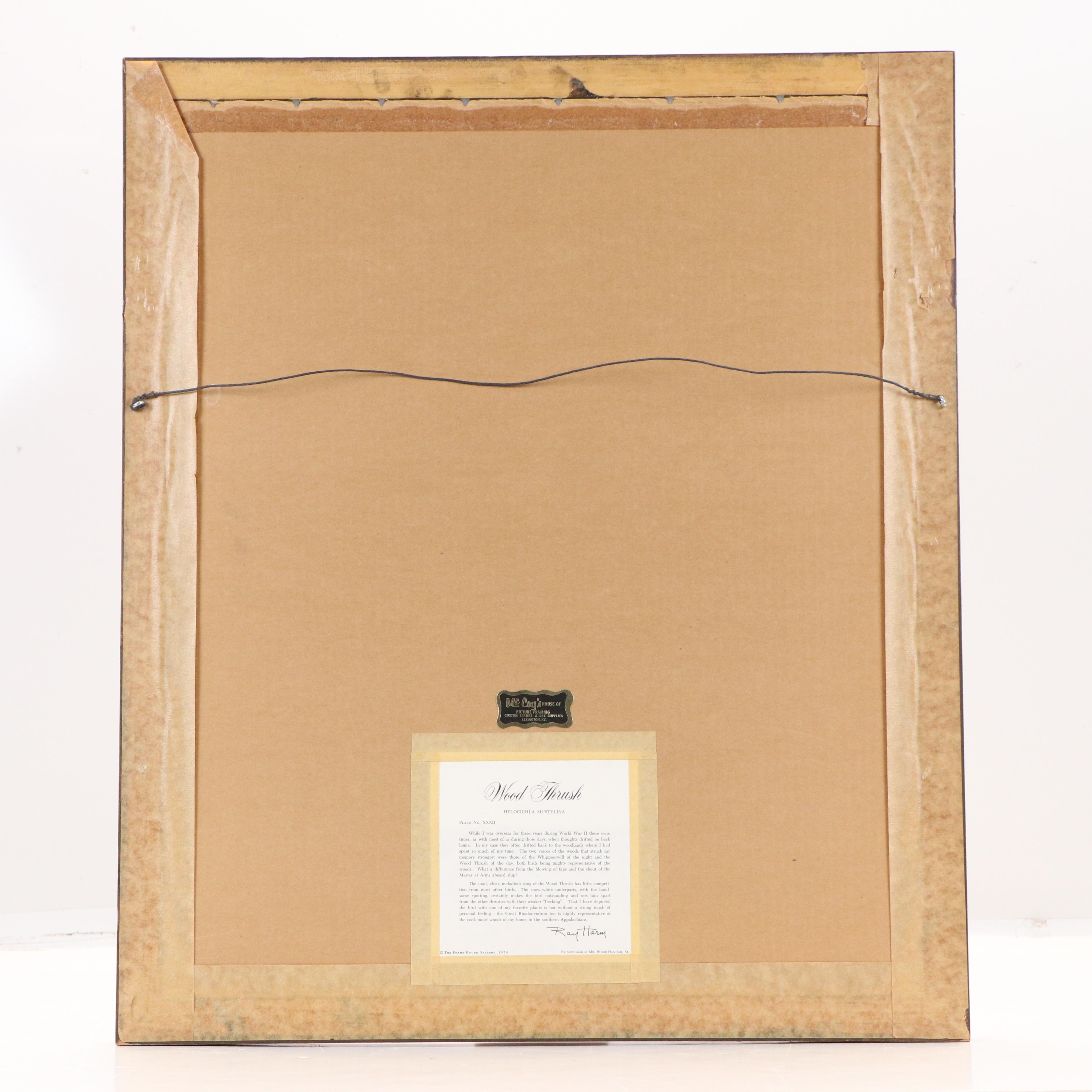 Ray Harm Offset Lithograph "Wood Thrush"