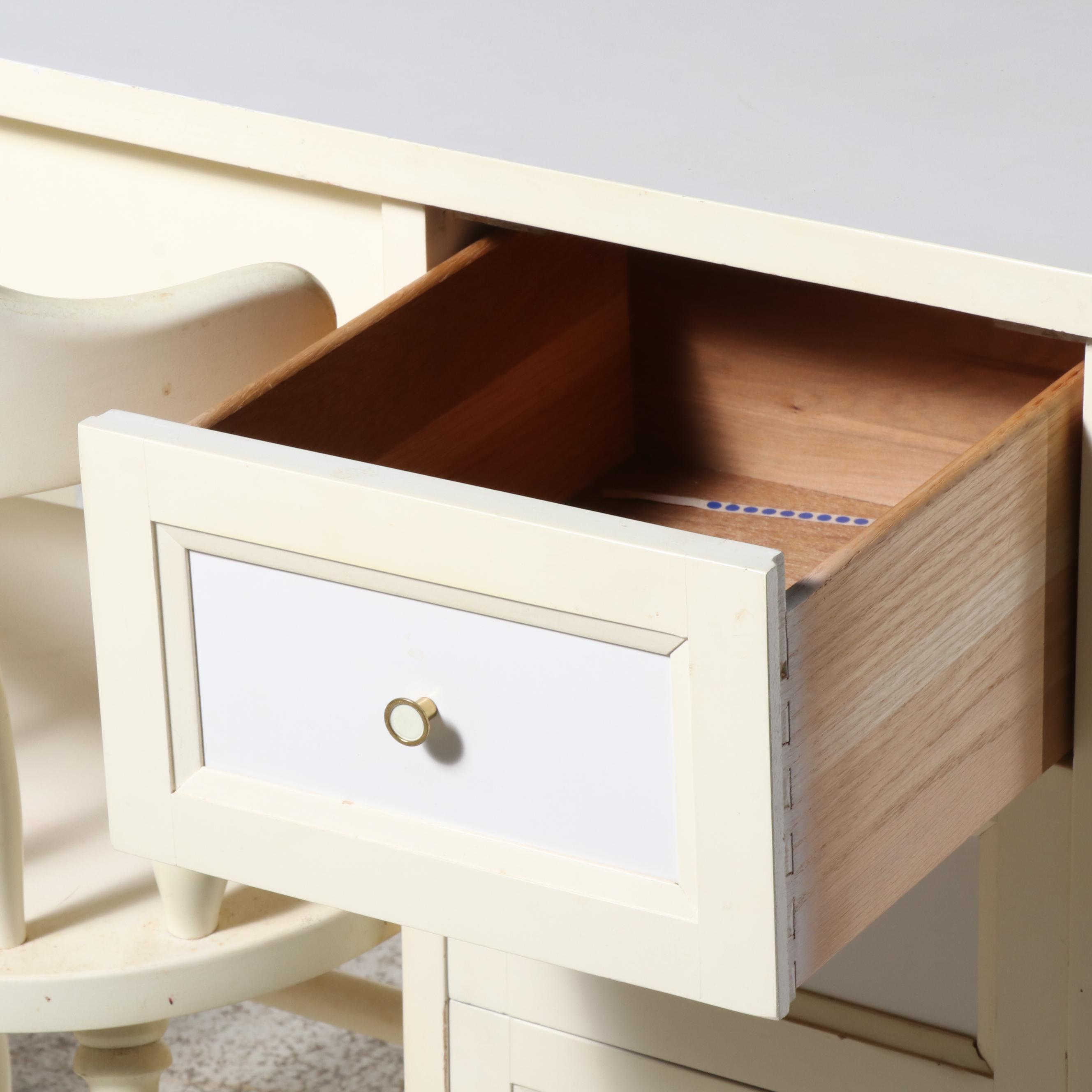 Mid Century Modern Style Painted Wood Desk & Chests with Interchangeable Panels