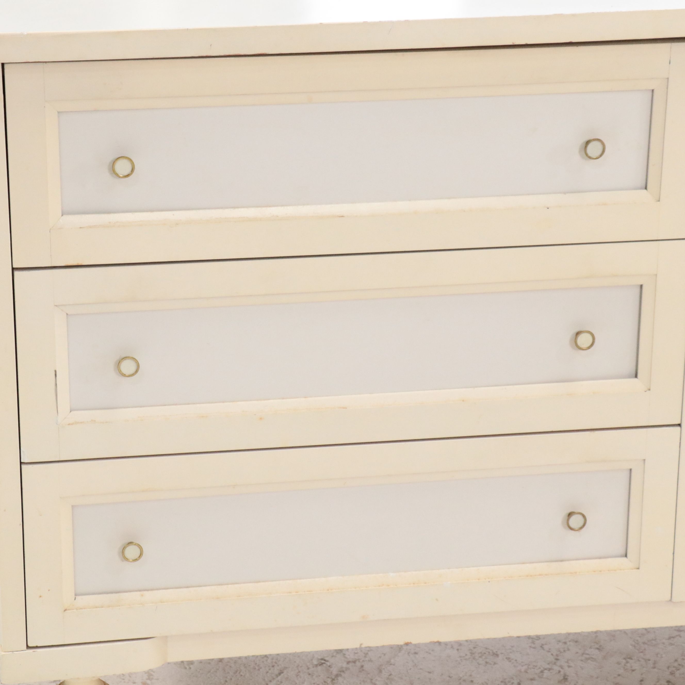 Mid Century Modern Style Painted Wood Desk & Chests with Interchangeable Panels