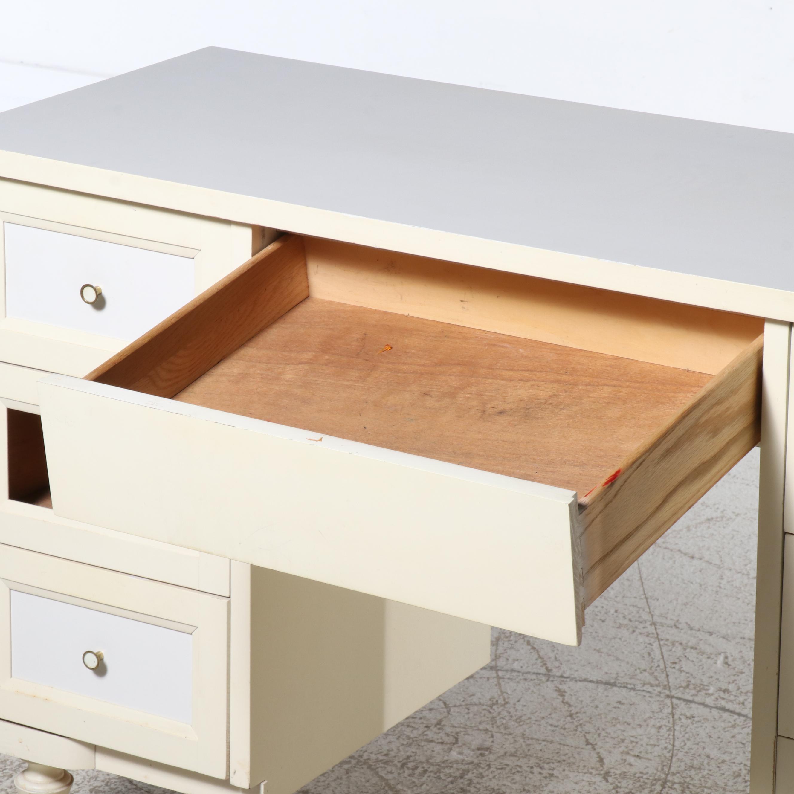 Mid Century Modern Style Painted Wood Desk & Chests with Interchangeable Panels