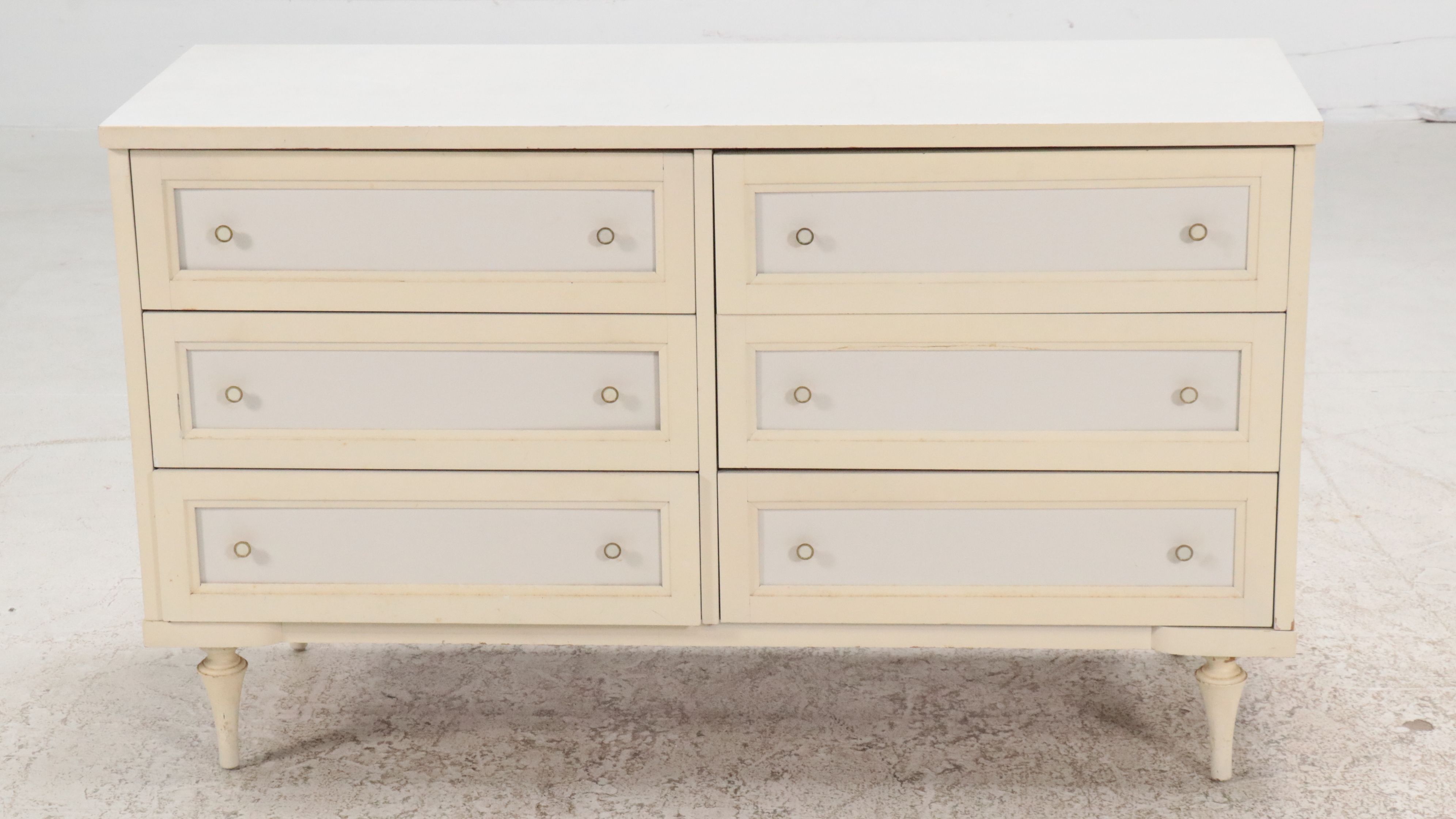 Mid Century Modern Style Painted Wood Desk & Chests with Interchangeable Panels