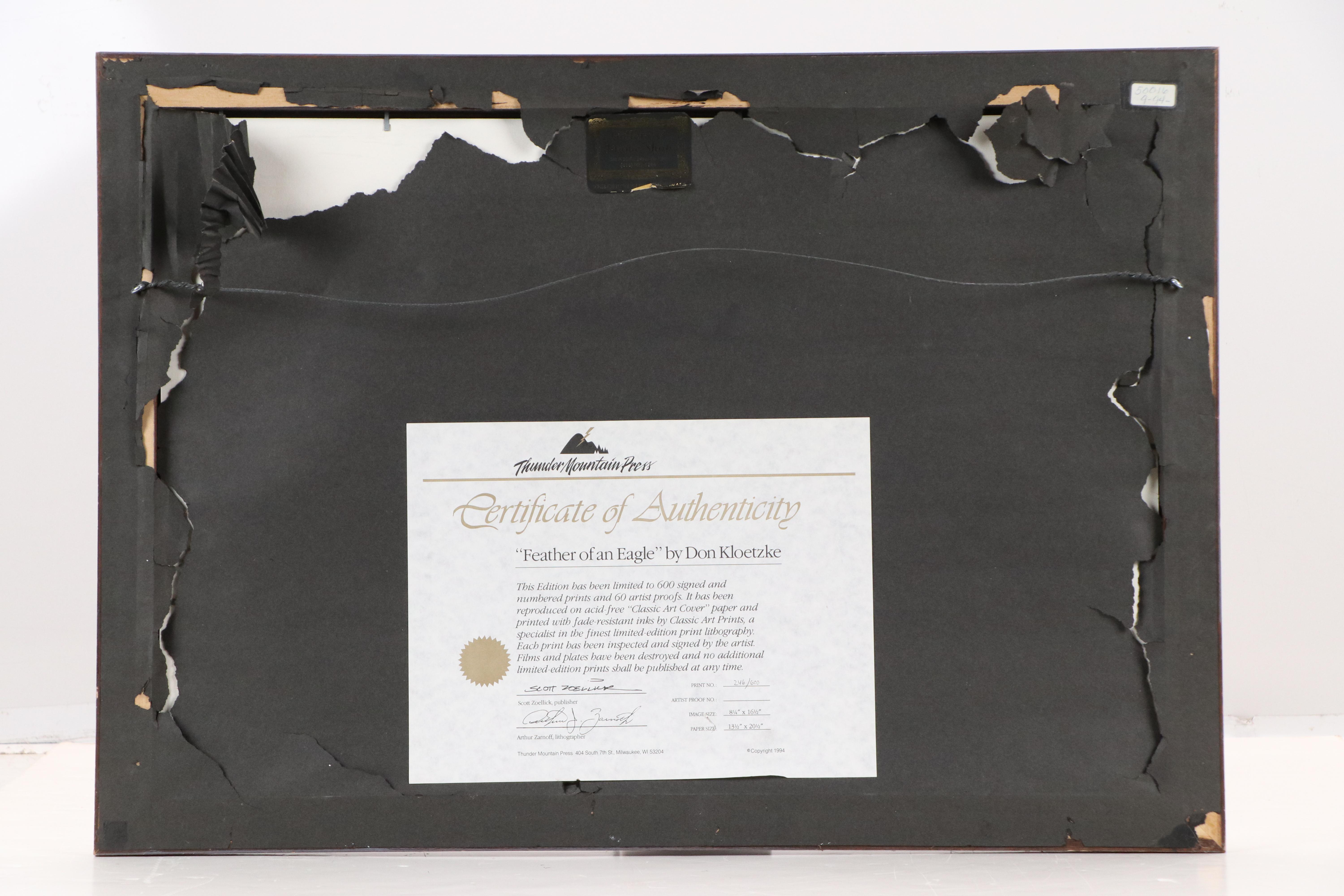 Don Kloetzke Offset Lithograph "Feather of an Eagle," 1994