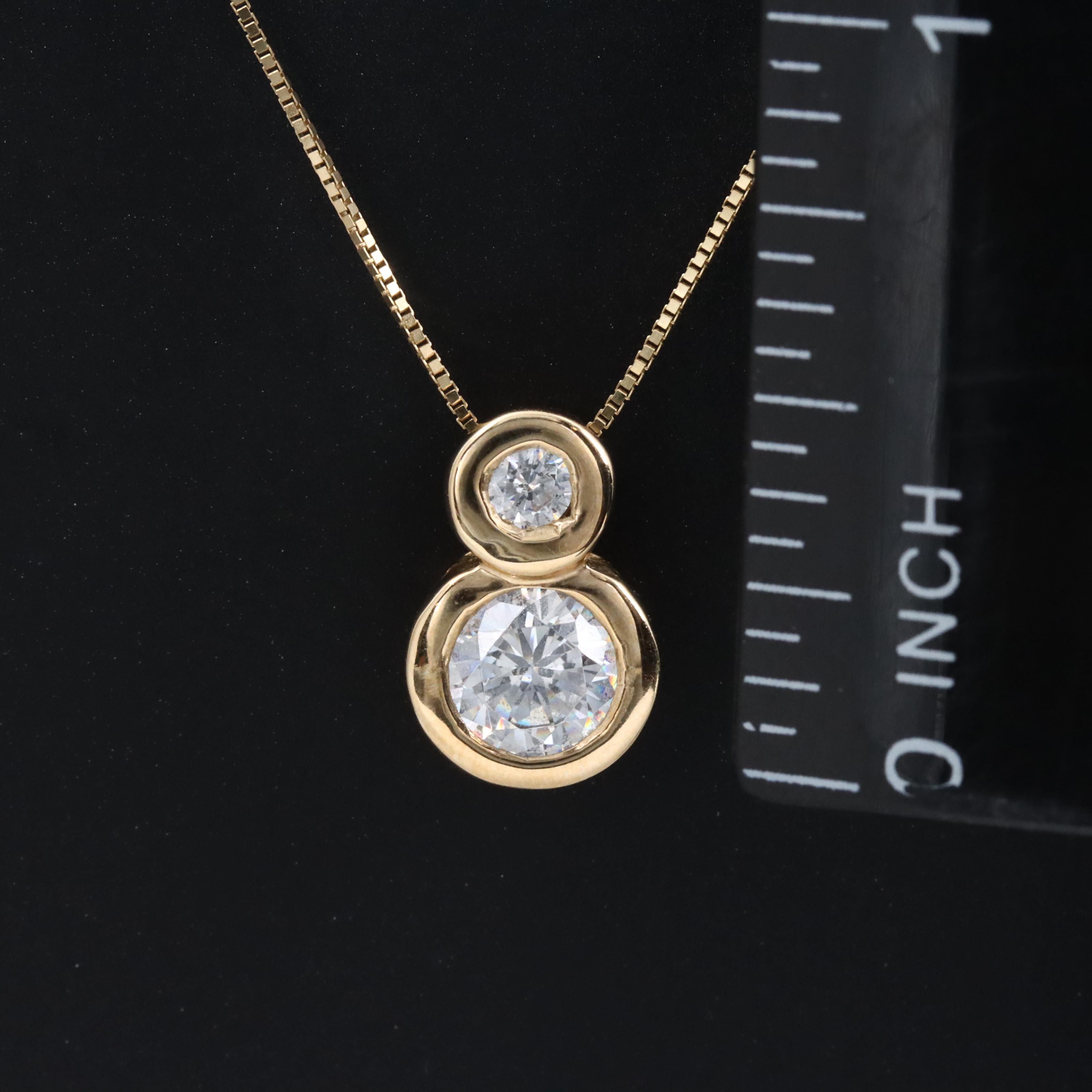 10K CZ Bezel Pendant Necklace