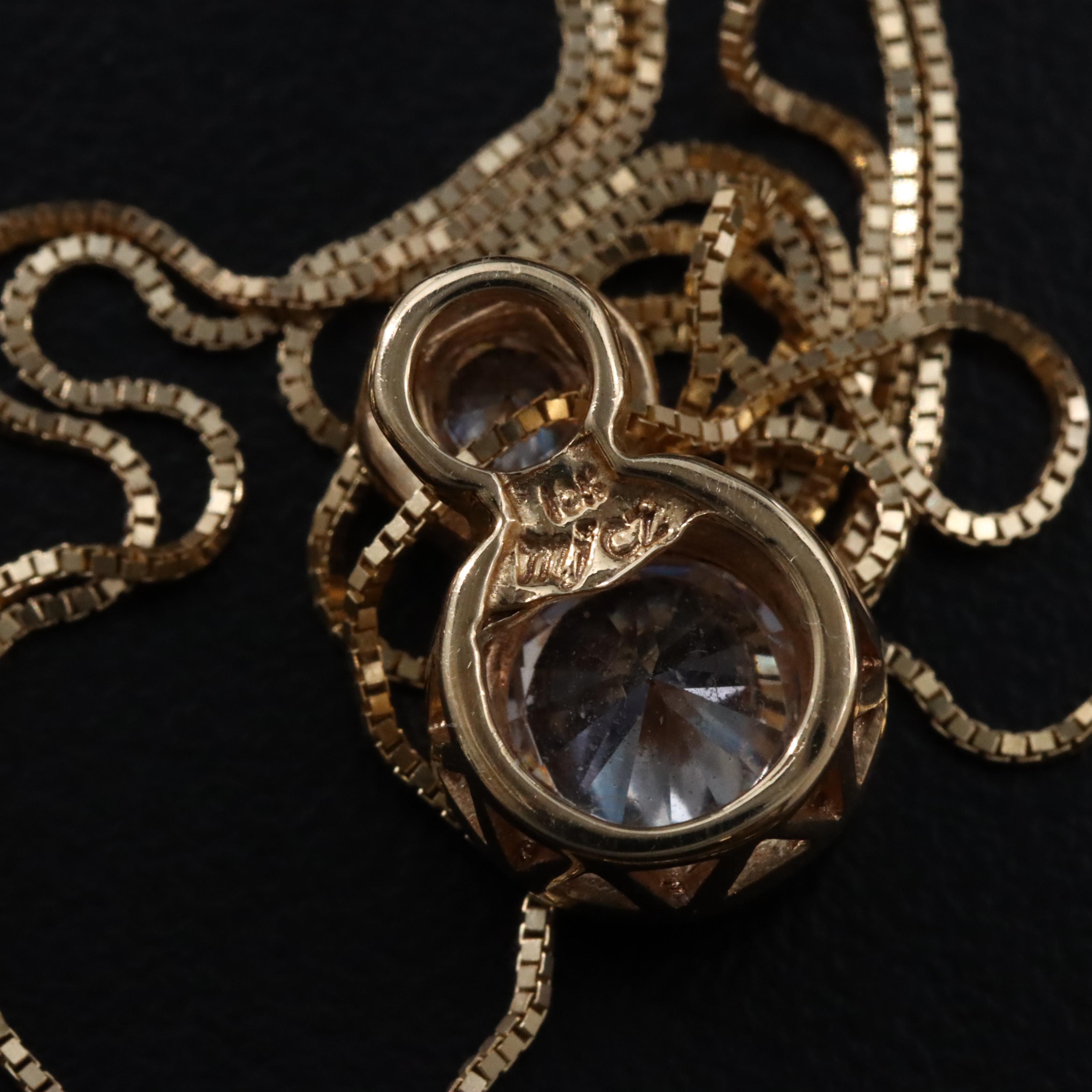 10K CZ Bezel Pendant Necklace