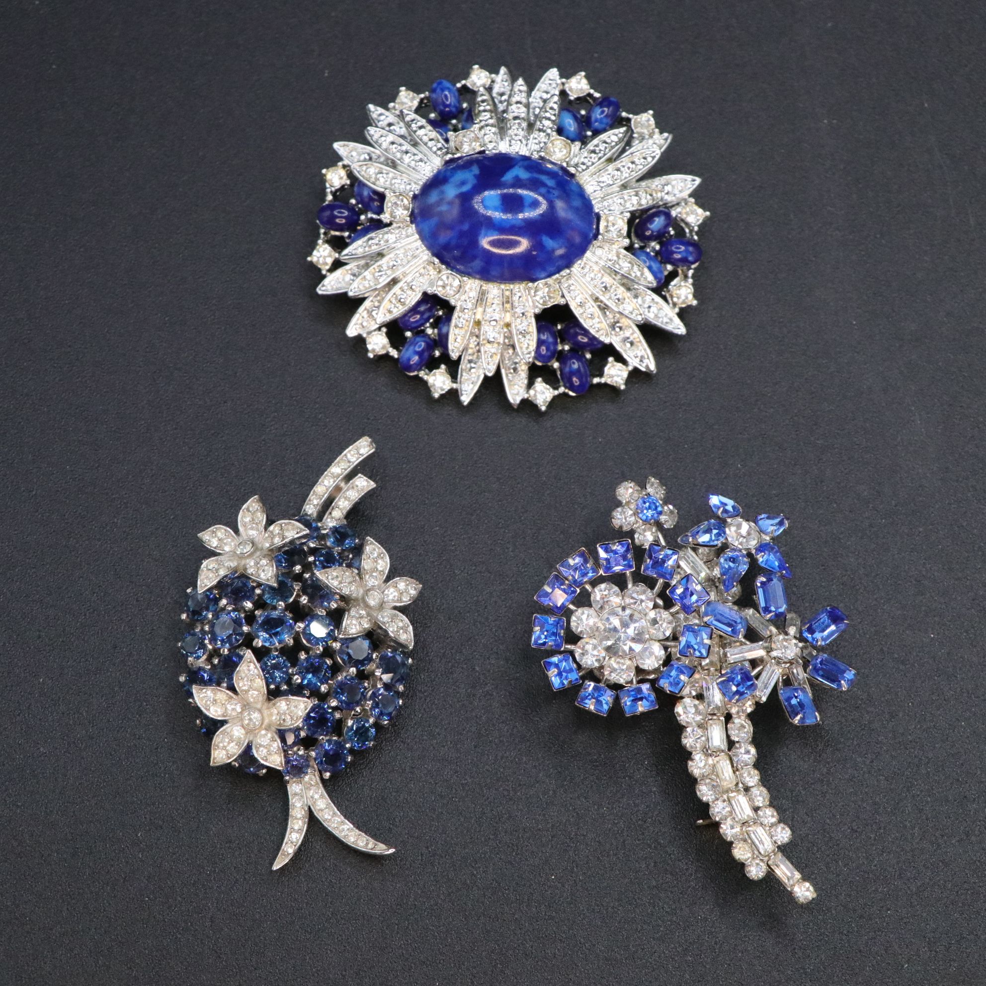 Azub, Trifari, and Sarah Coventry Crystal Brooches