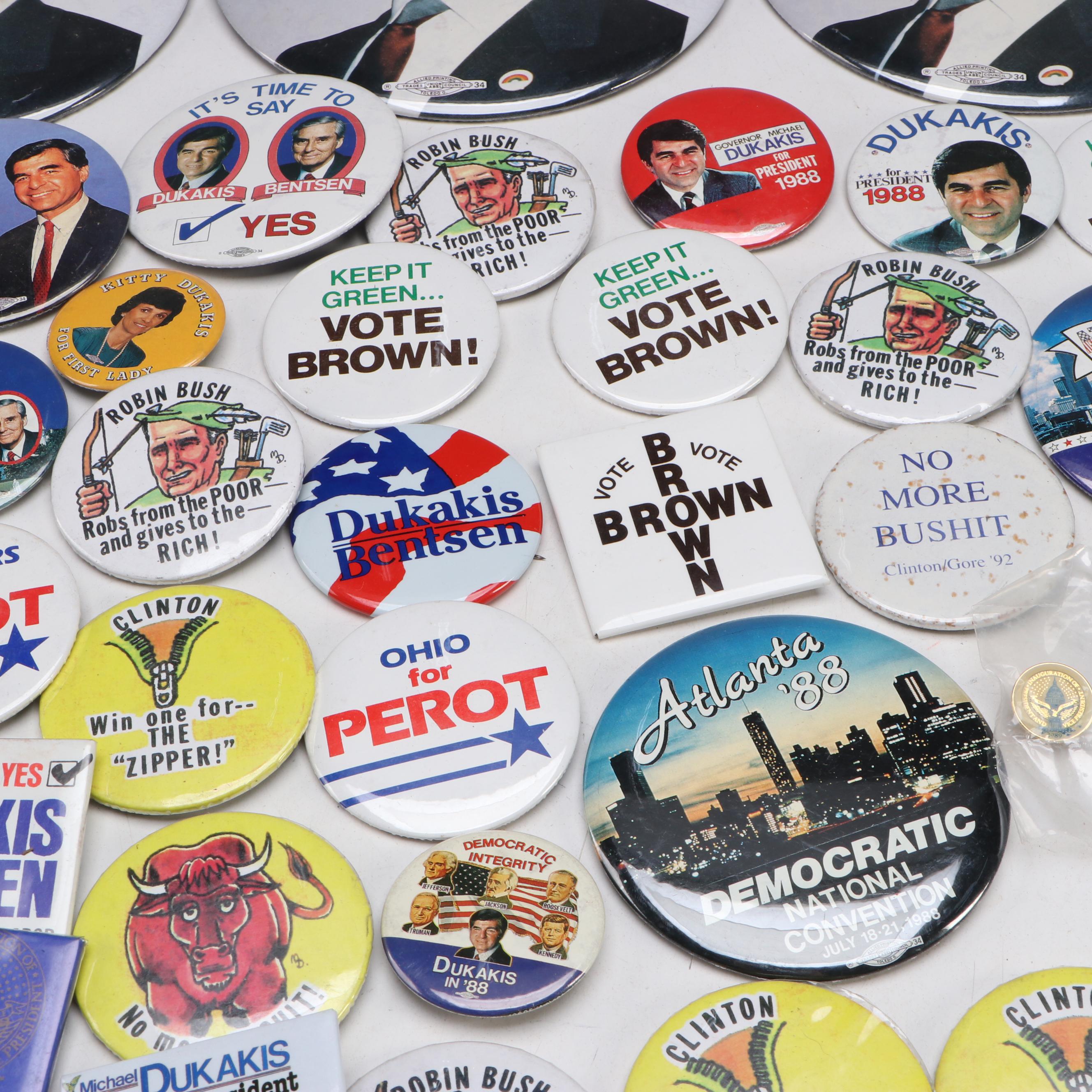 Jesse Jackson, Michael Dukakis and More Political Campaign Pinbacks