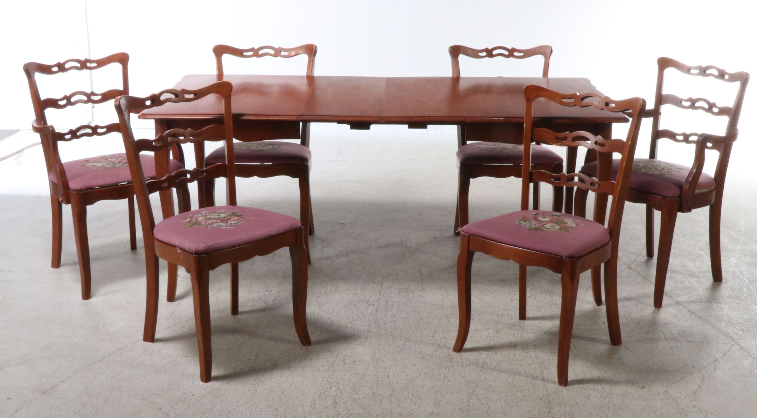 Seven-Piece Mahogany Dining Set with Hepplewhite Style Ribbon-Back Chairs