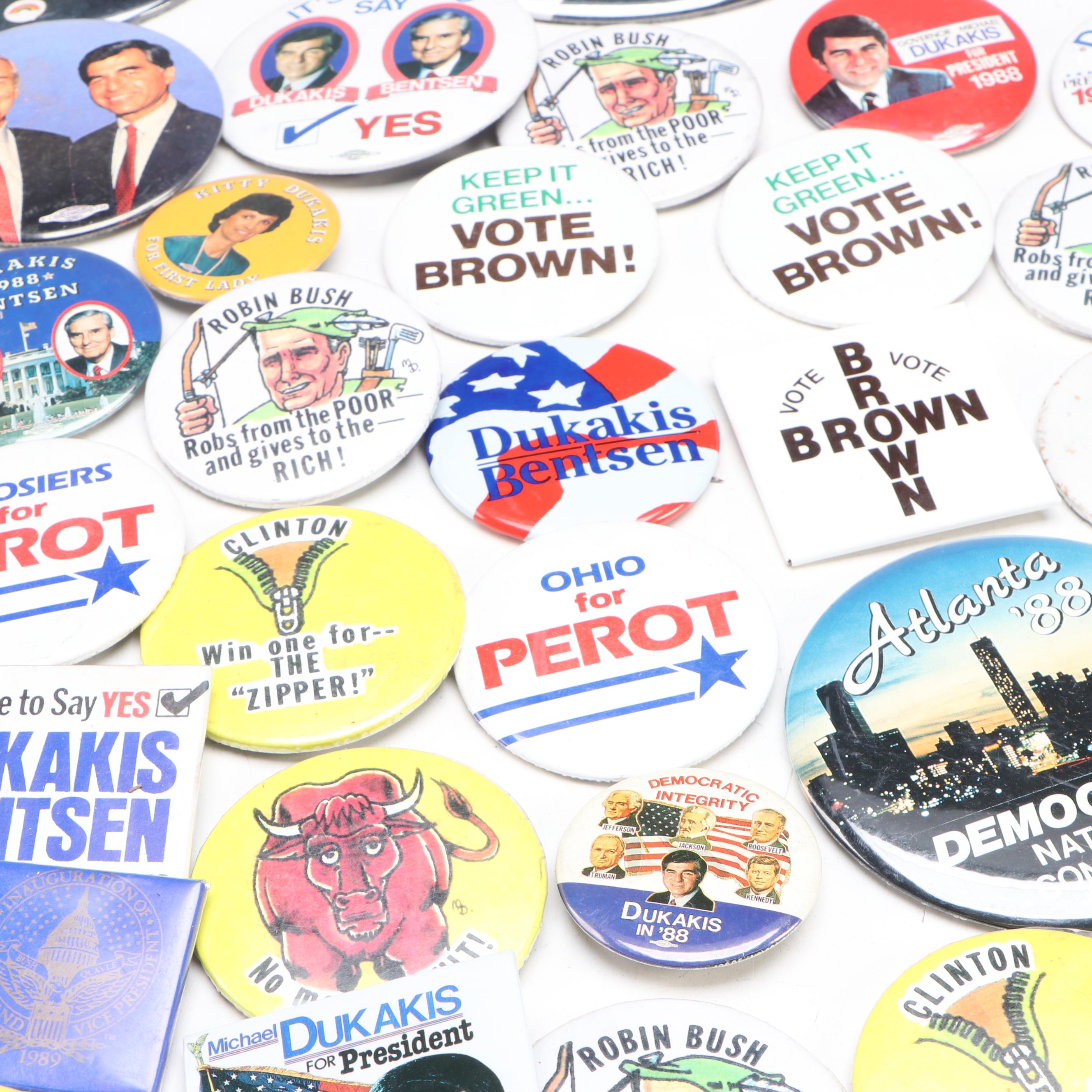 Jesse Jackson, Michael Dukakis and More Political Campaign Pinbacks
