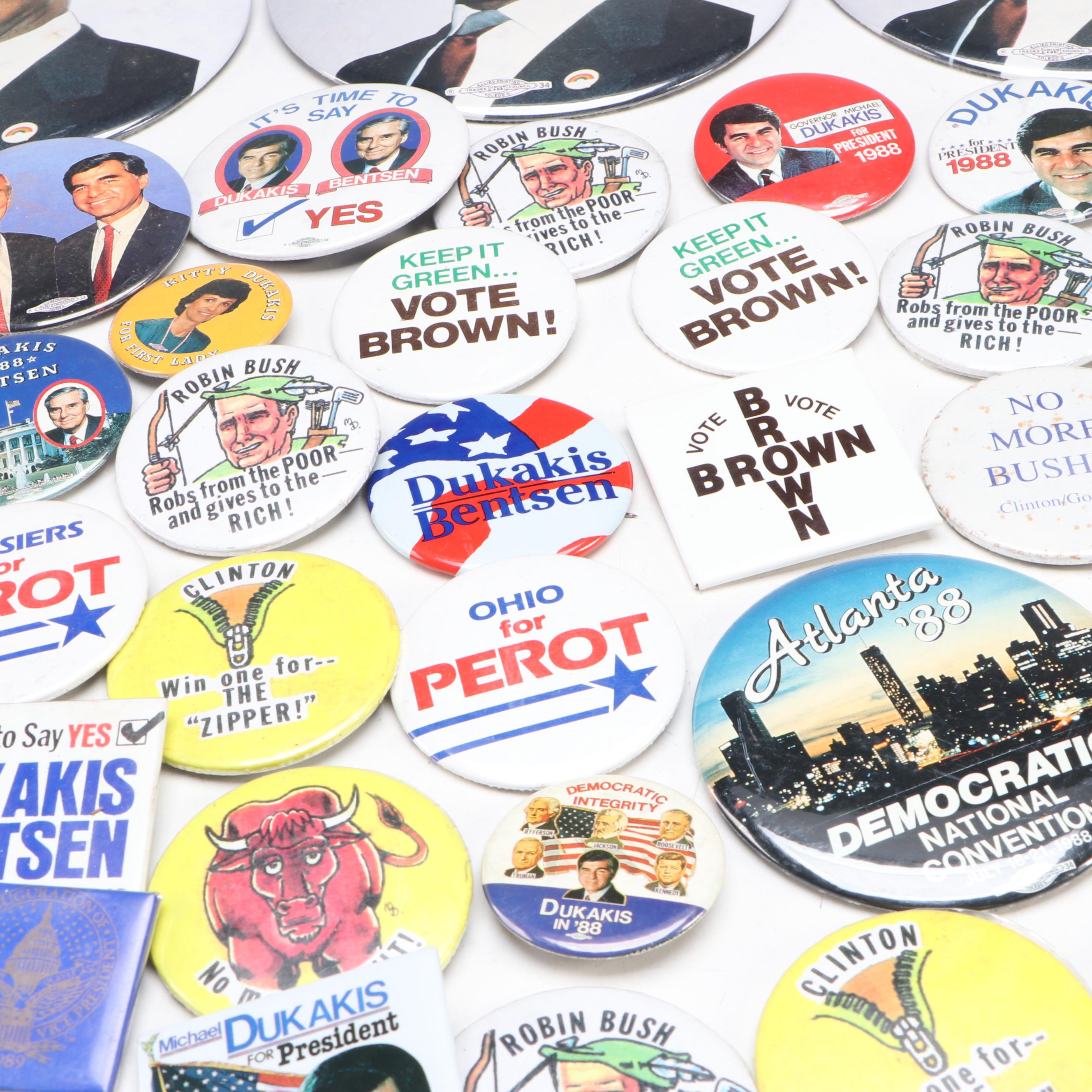 Jesse Jackson, Michael Dukakis and More Political Campaign Pinbacks