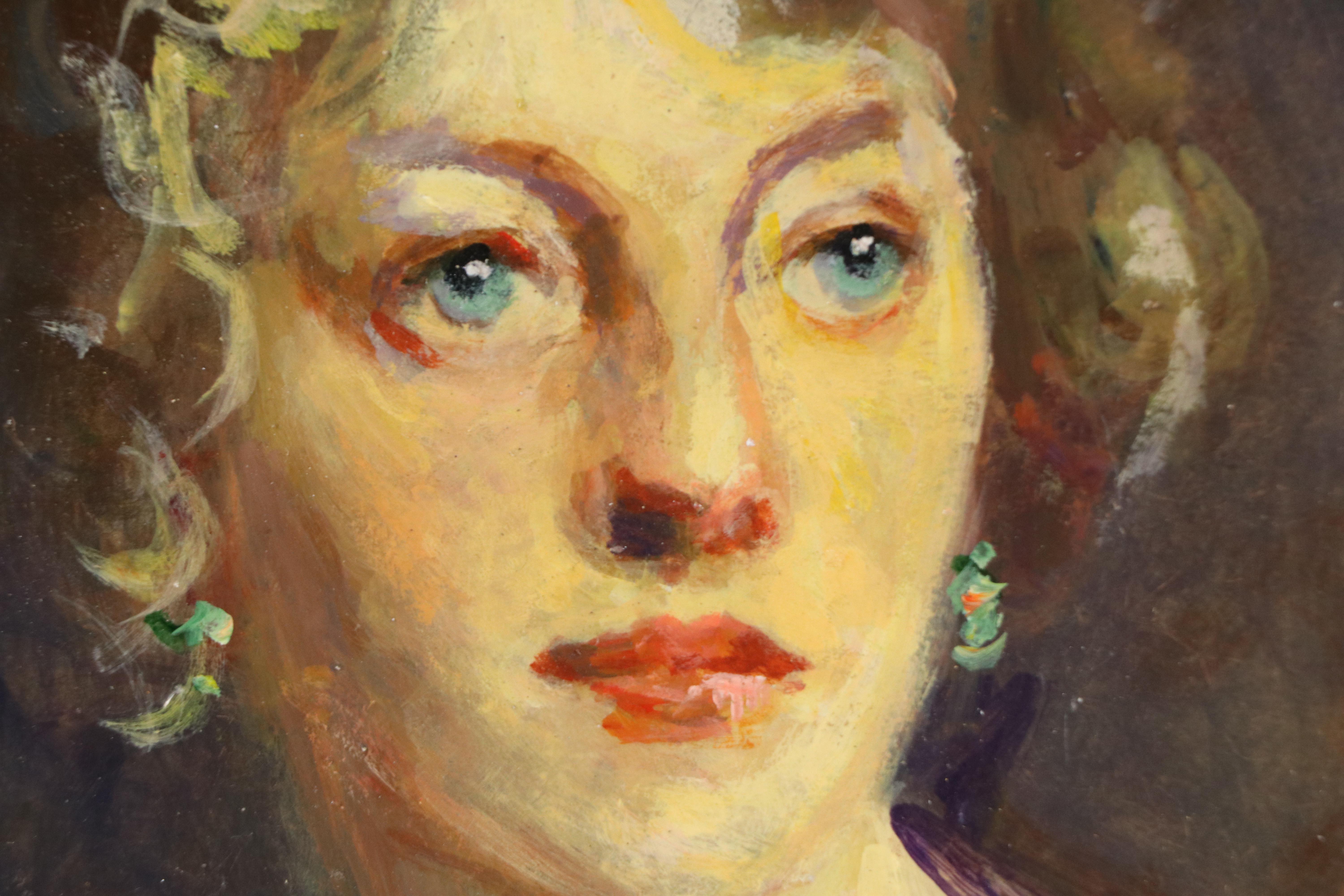 Oil Painting Portrait of Blonde Woman, 1951