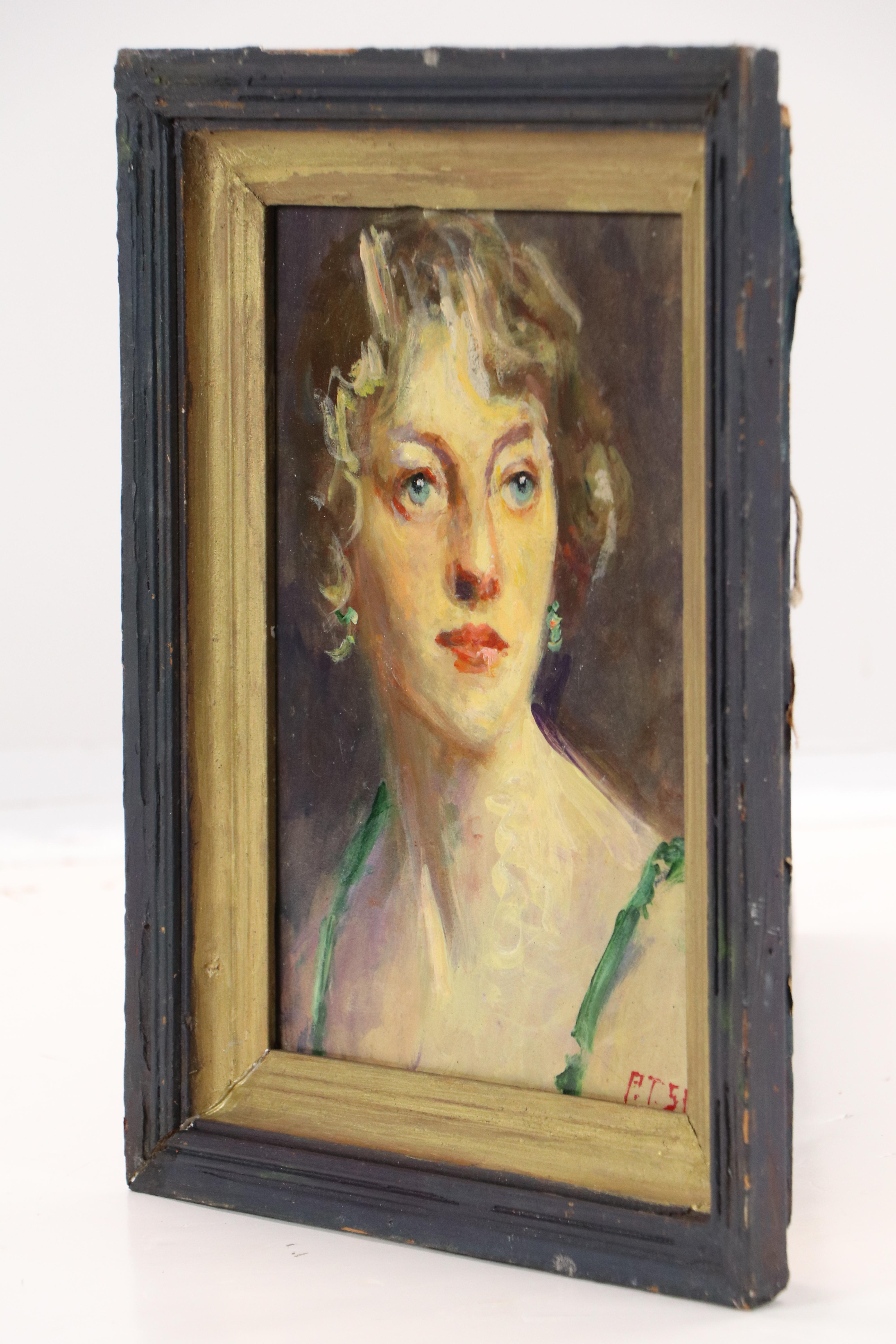 Oil Painting Portrait of Blonde Woman, 1951