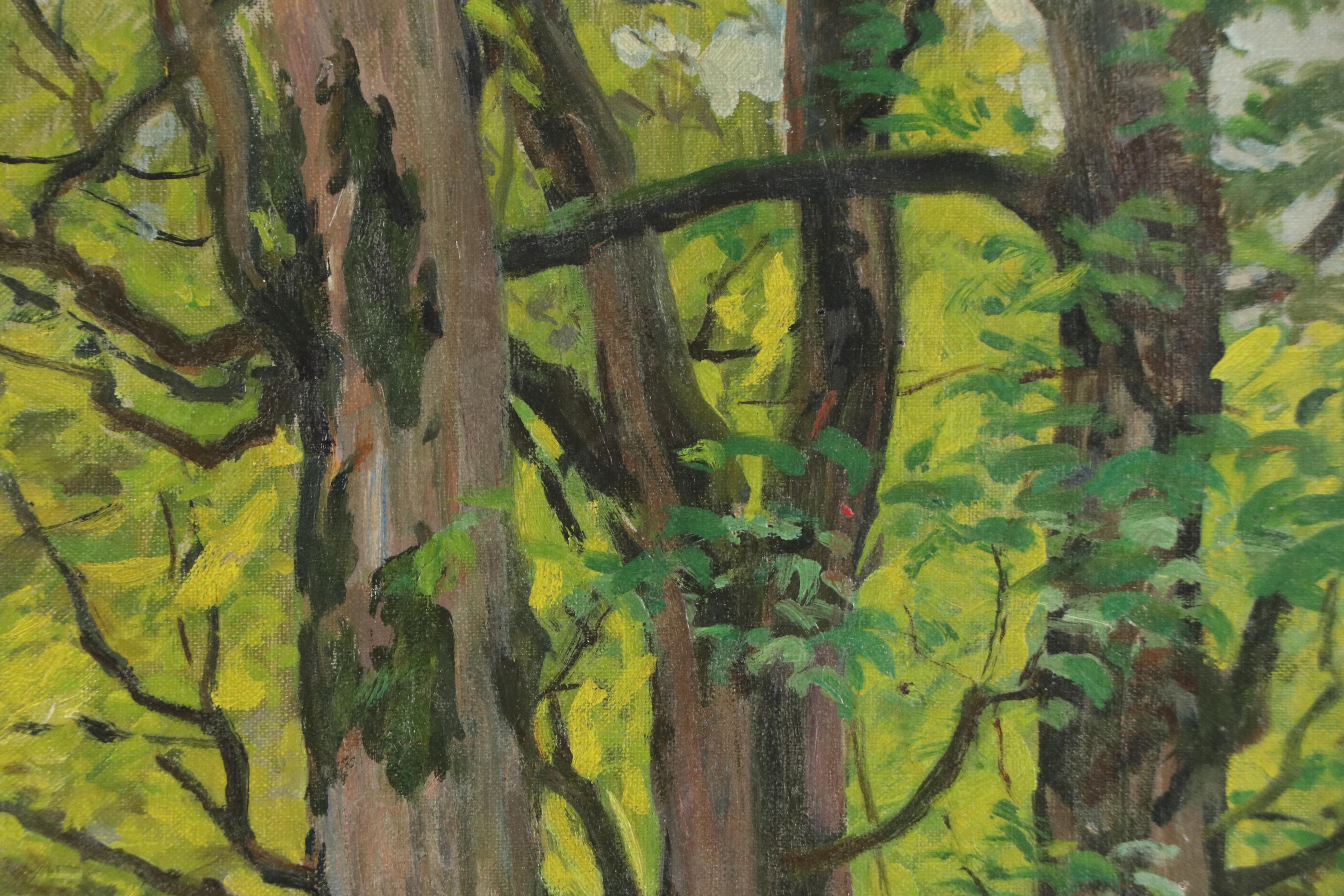 Oil Painting of Path in the Forest Attributed to Max Bezner, 1926