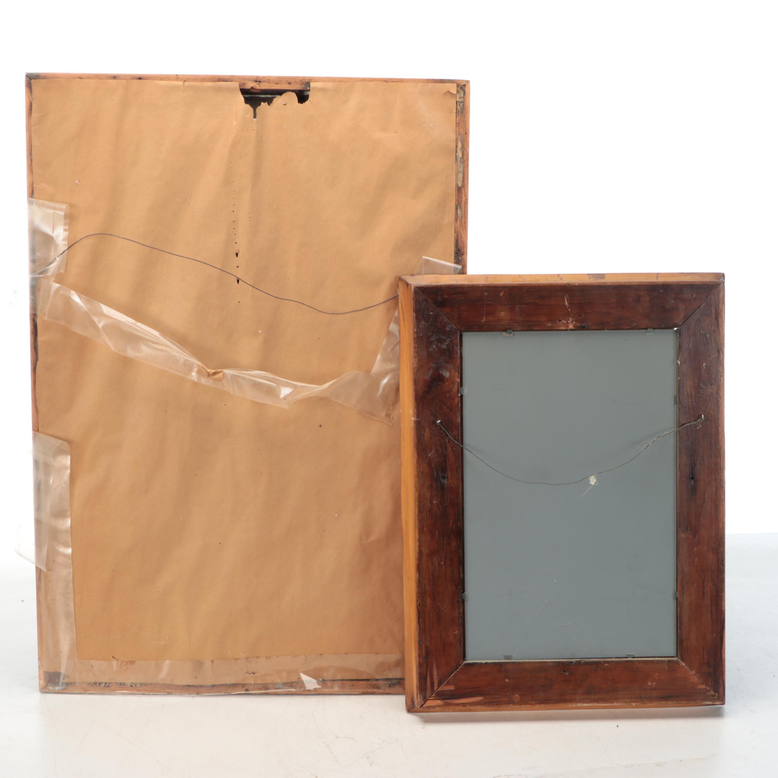 Antique Style Rectangular Beveled Wood Wall Mirrors