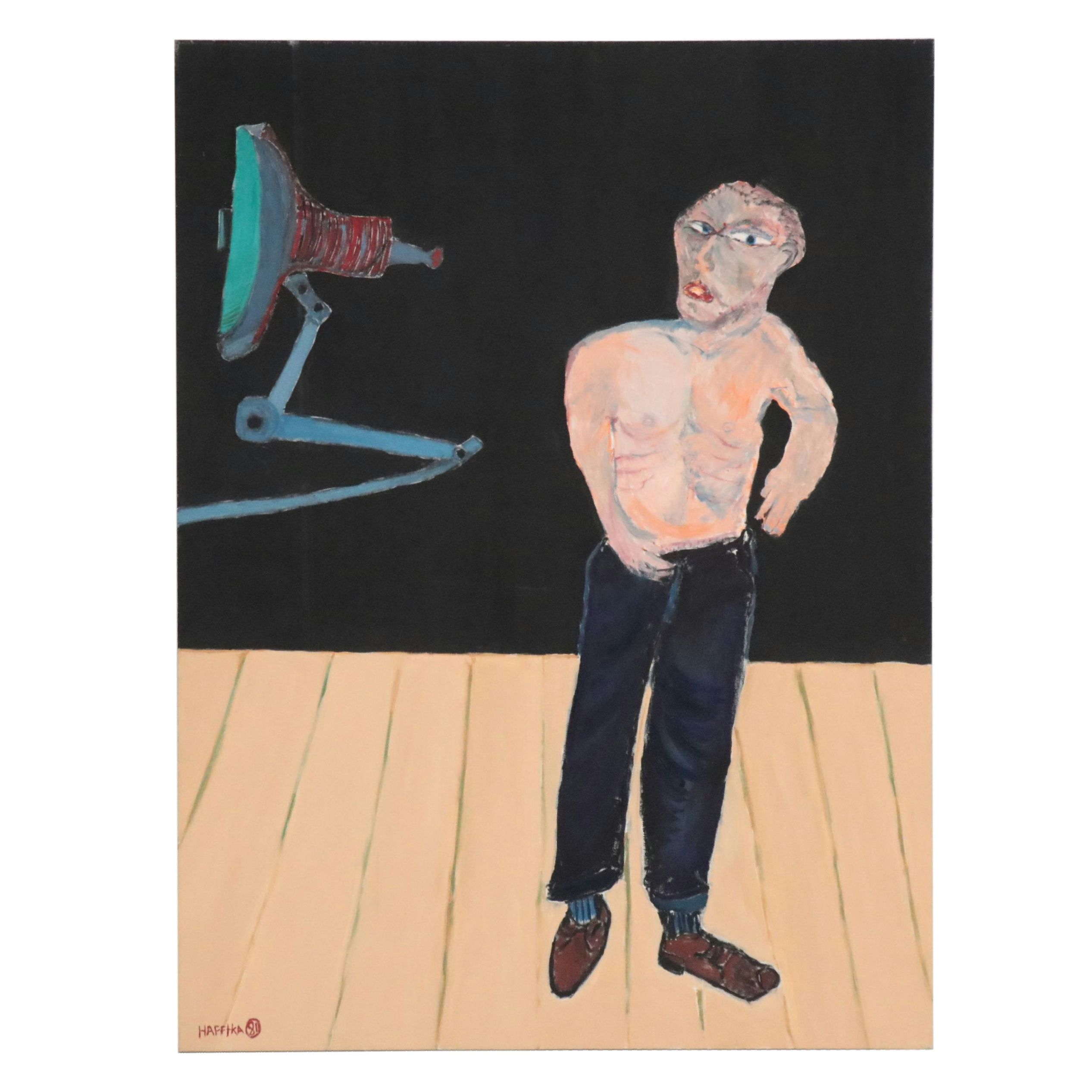 Michael Hafftka Expressionist Figurative Oil Painting, 1981