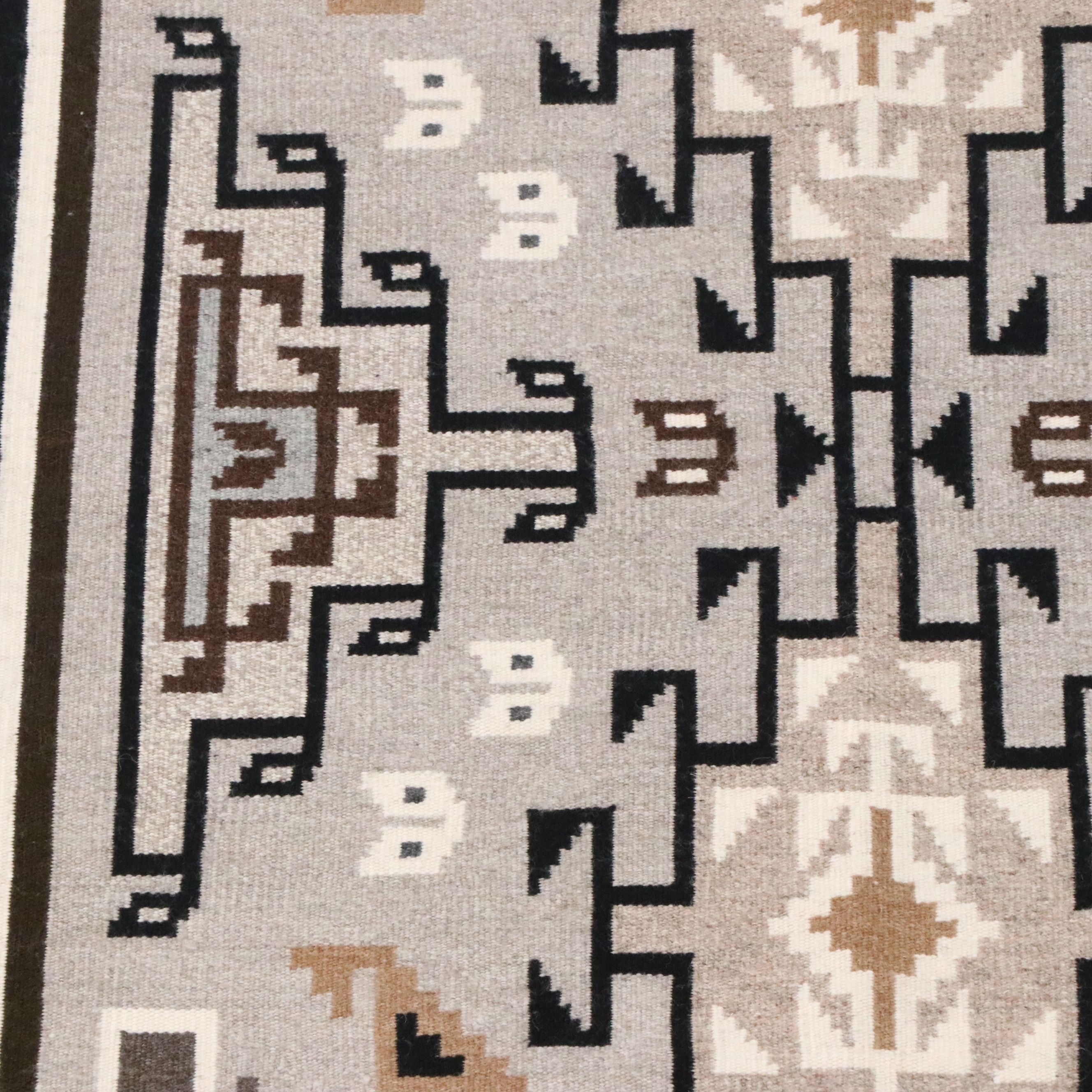 3'4 x 5' Handwoven Navajo Two Grey Hills Accent Rug