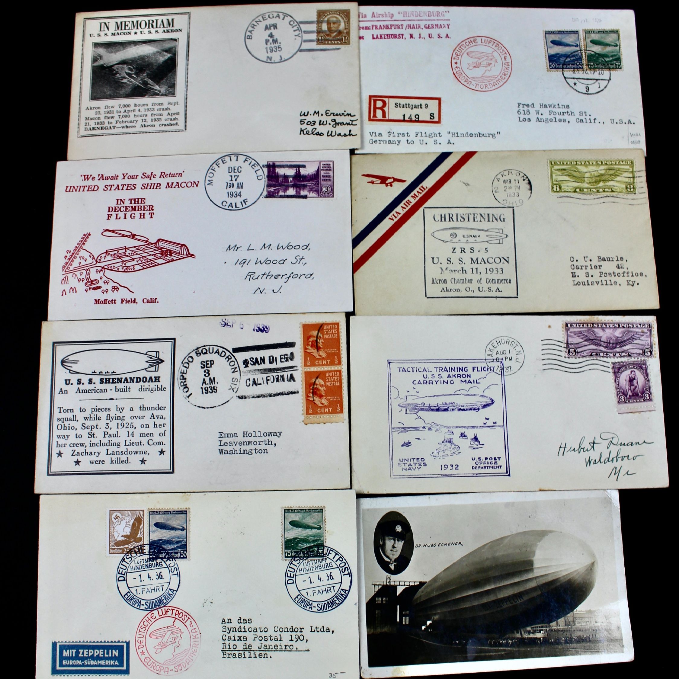 Collection of Eight Graf Zeppelin-Related Covers and Postcards