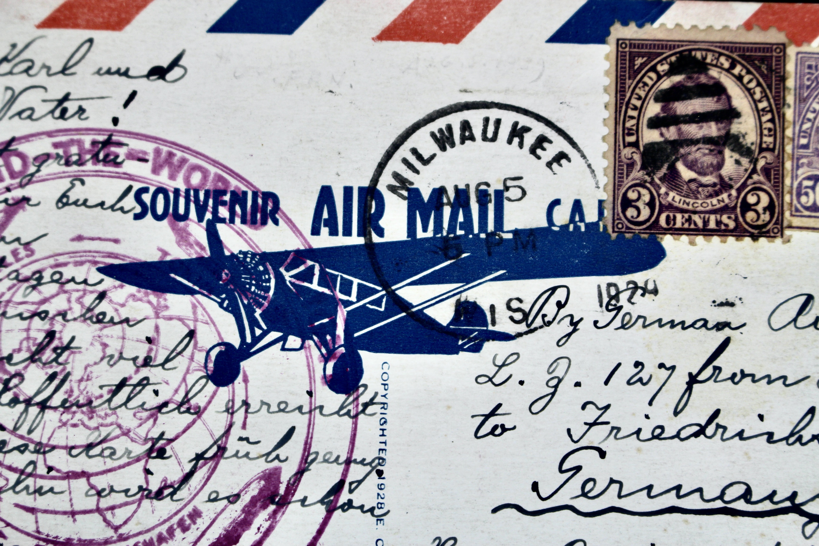 First Round-the-World Zeppelin Flight Commemorative Postcard, 1929