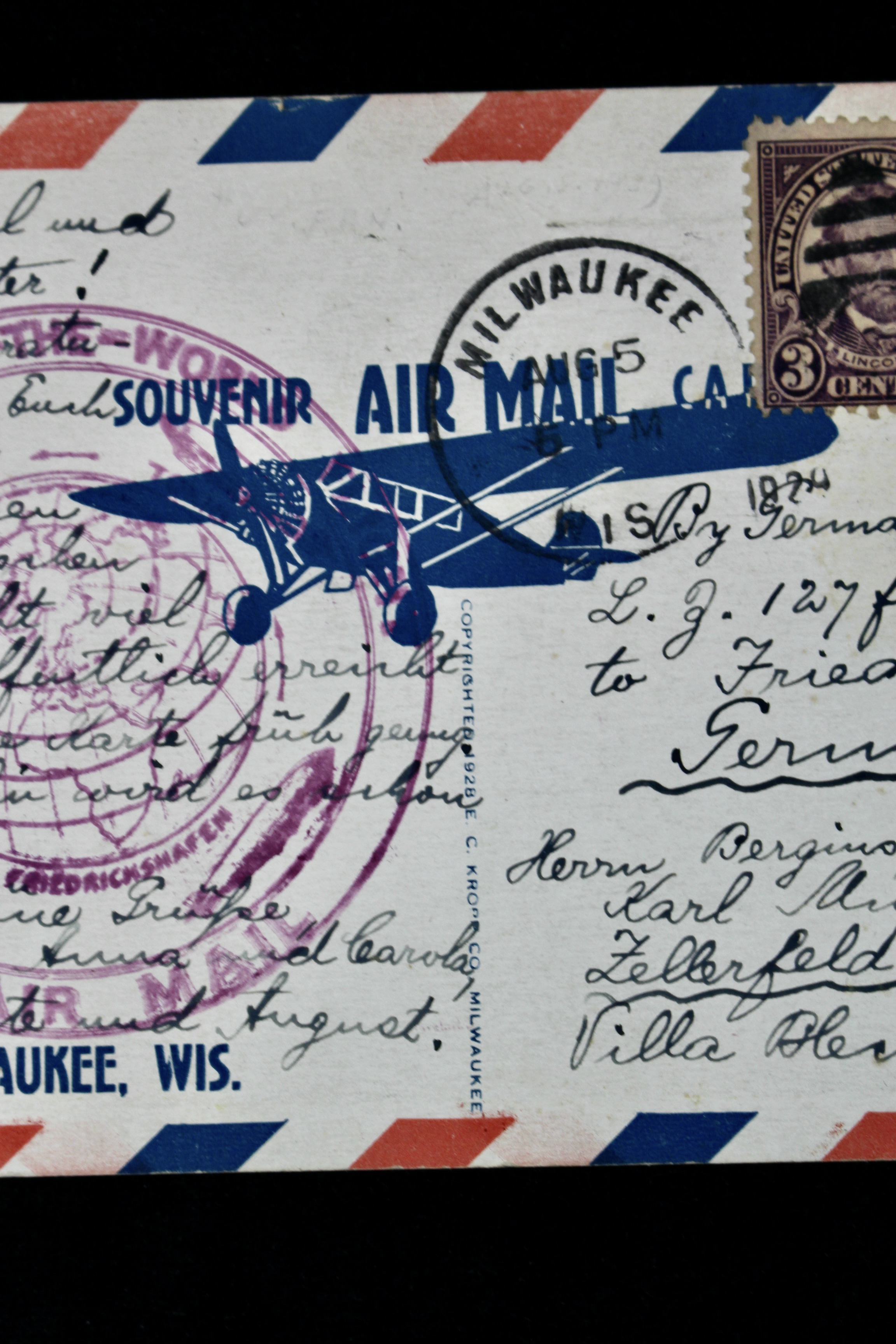 First Round-the-World Zeppelin Flight Commemorative Postcard, 1929