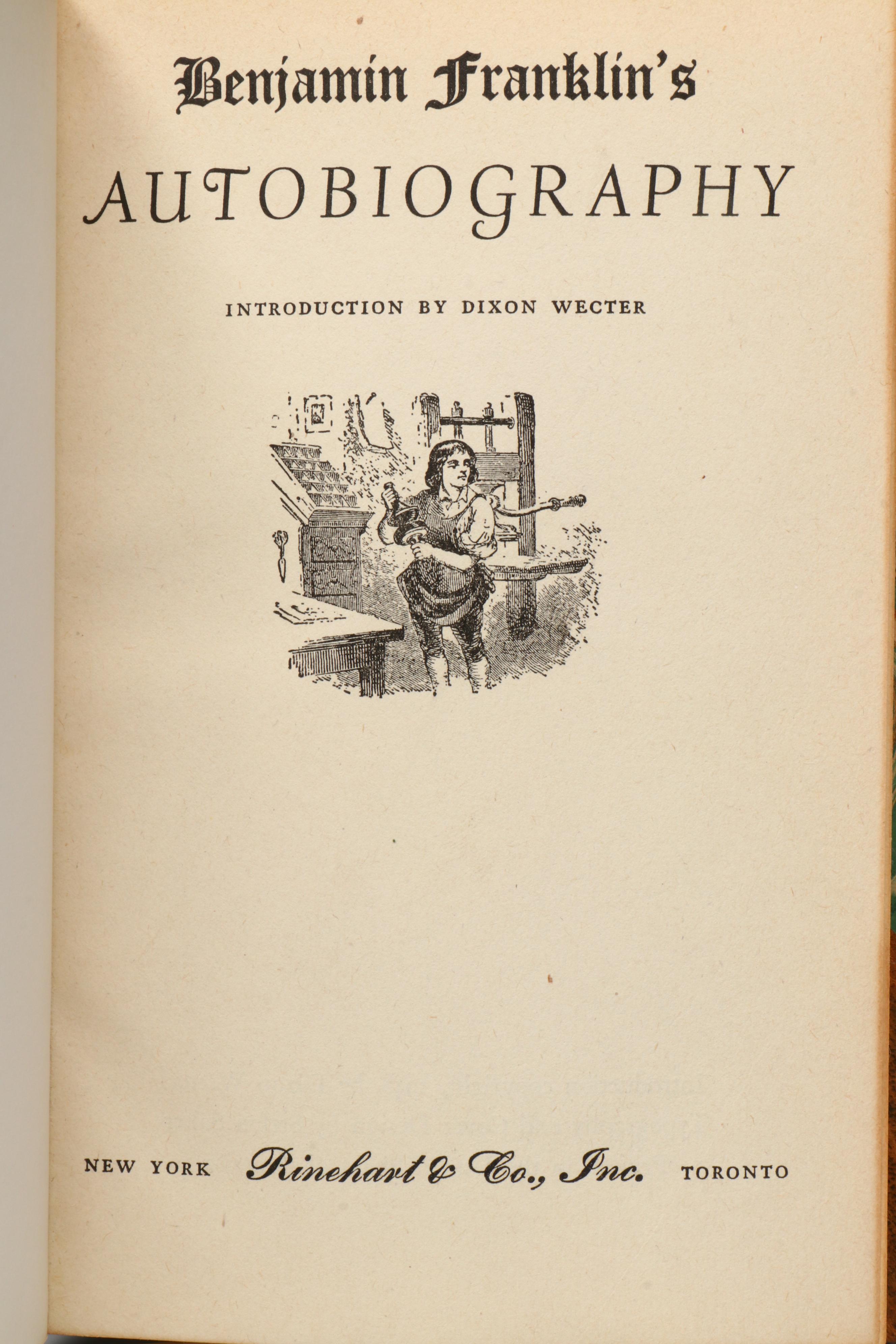 Leather Bound "Autobiography" by Benjamin Franklin, 1948
