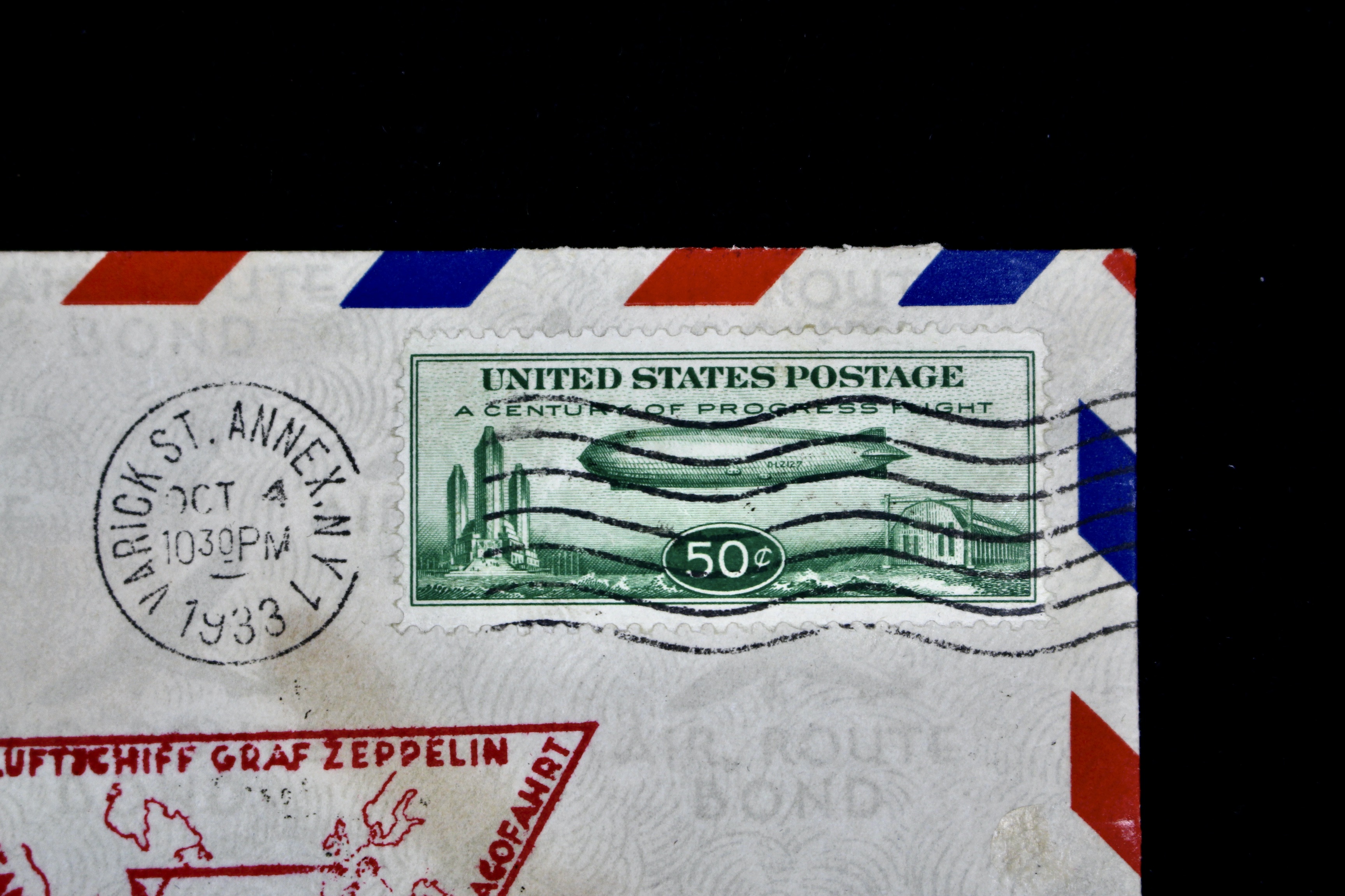 1933 Century of Progress Graf Zeppelin Postal Cover, Includes Scott C18