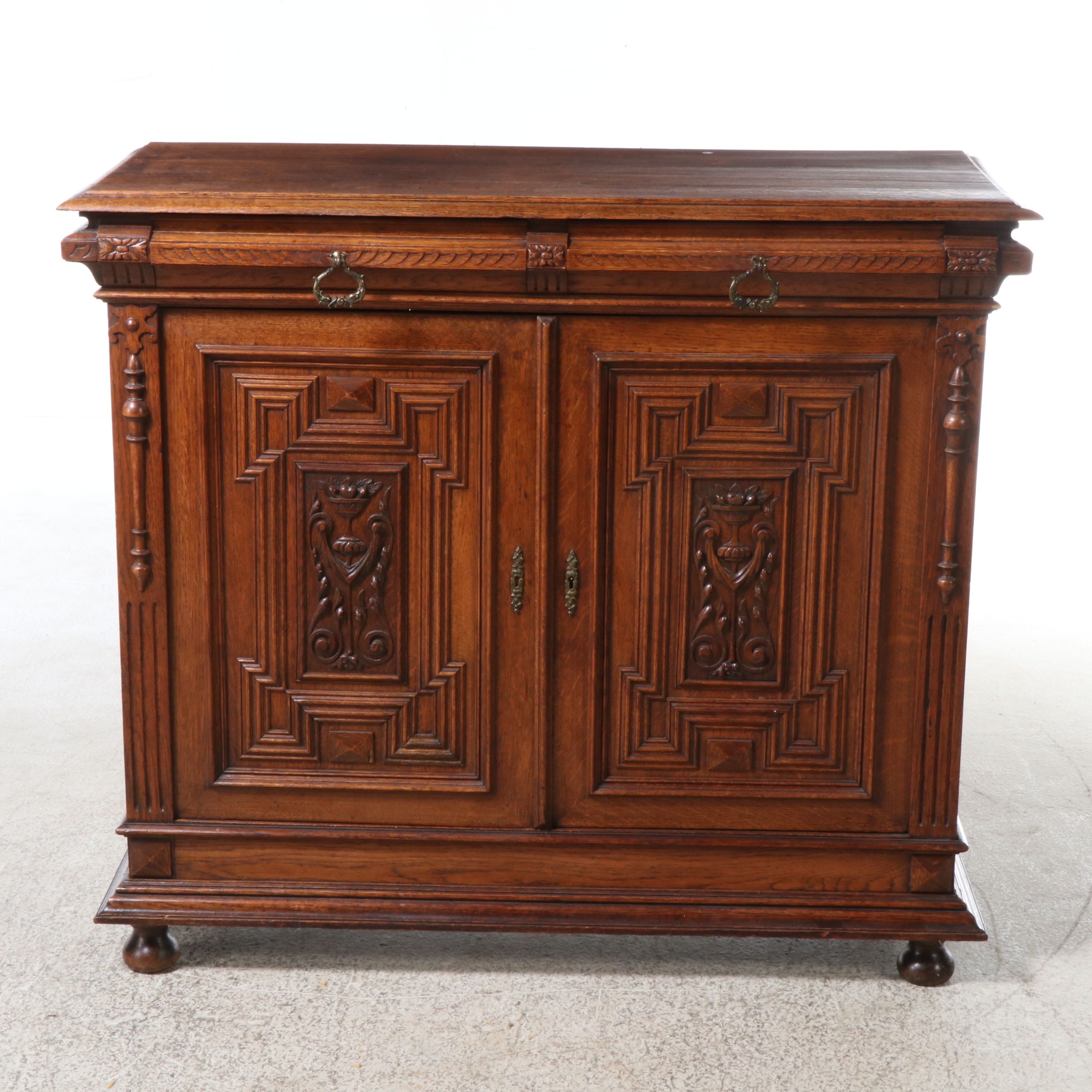 Italian Renaissance Style Carved Oak Cabinet