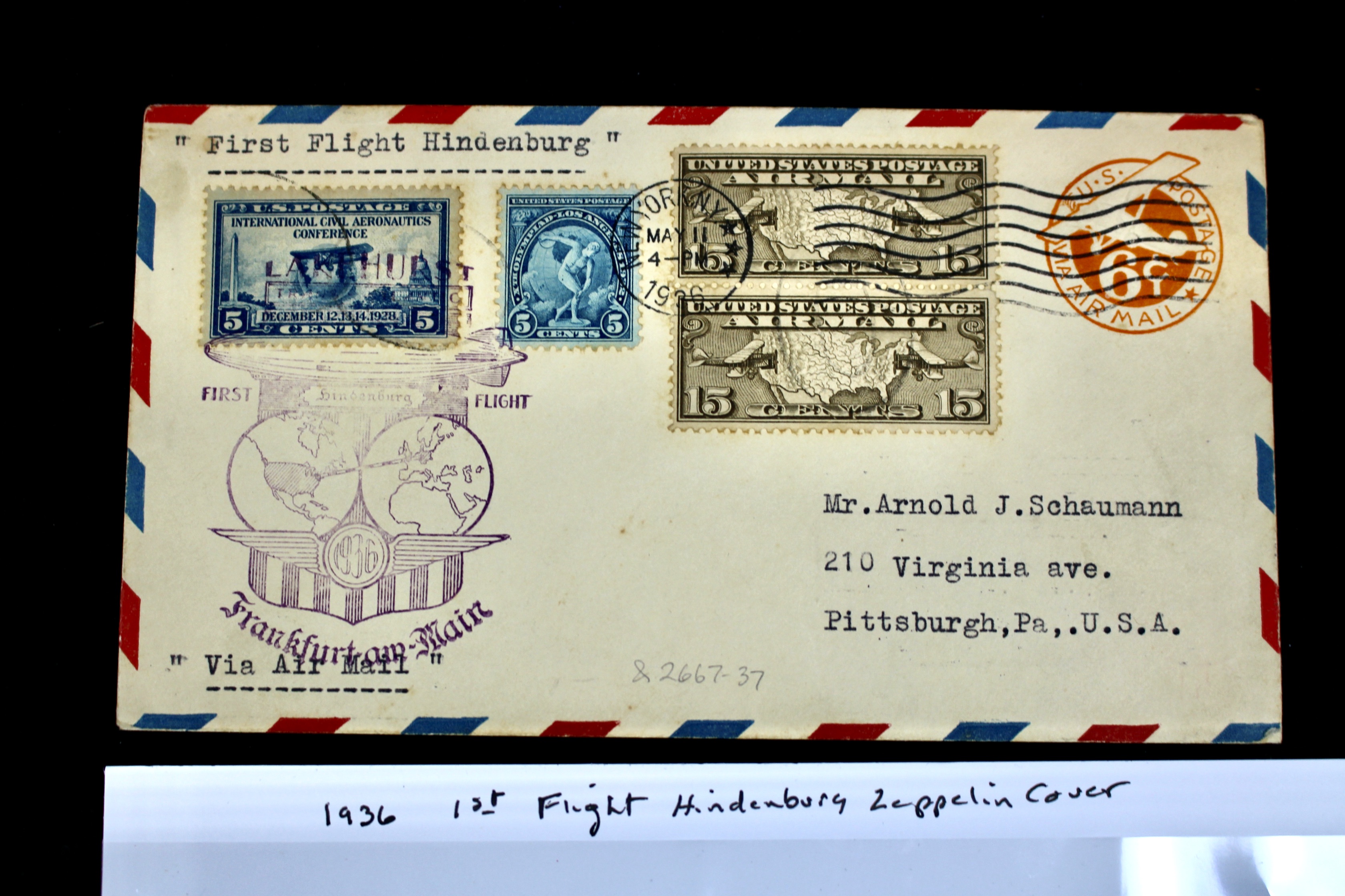 1936 First Flight Hindenburg Graf Zeppelin Postal Cover