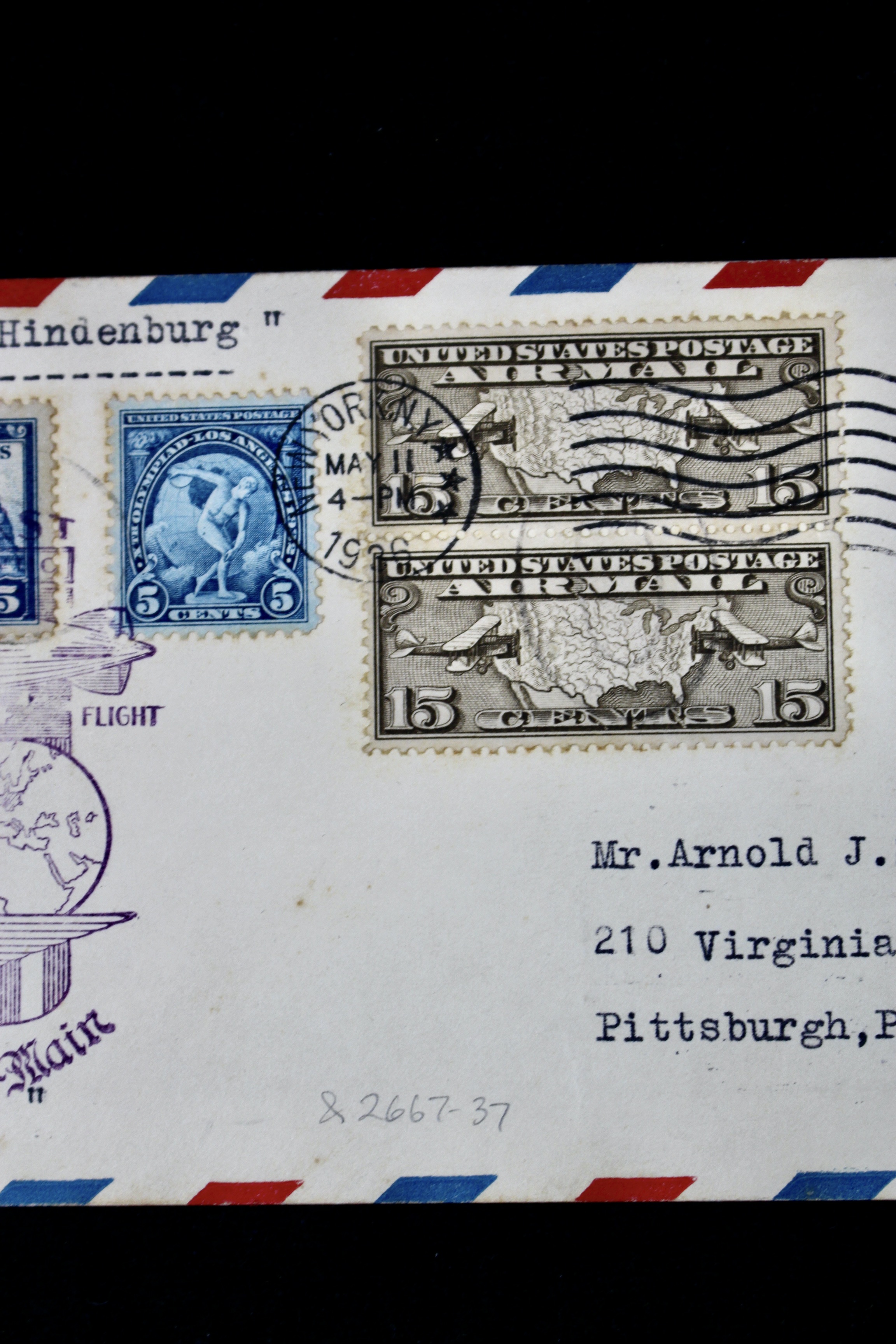 1936 First Flight Hindenburg Graf Zeppelin Postal Cover