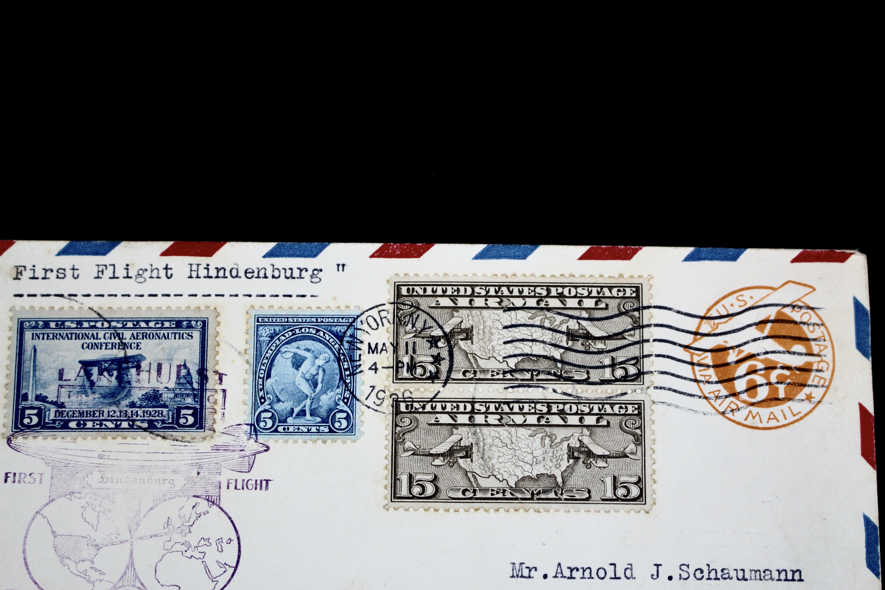 1936 First Flight Hindenburg Graf Zeppelin Postal Cover