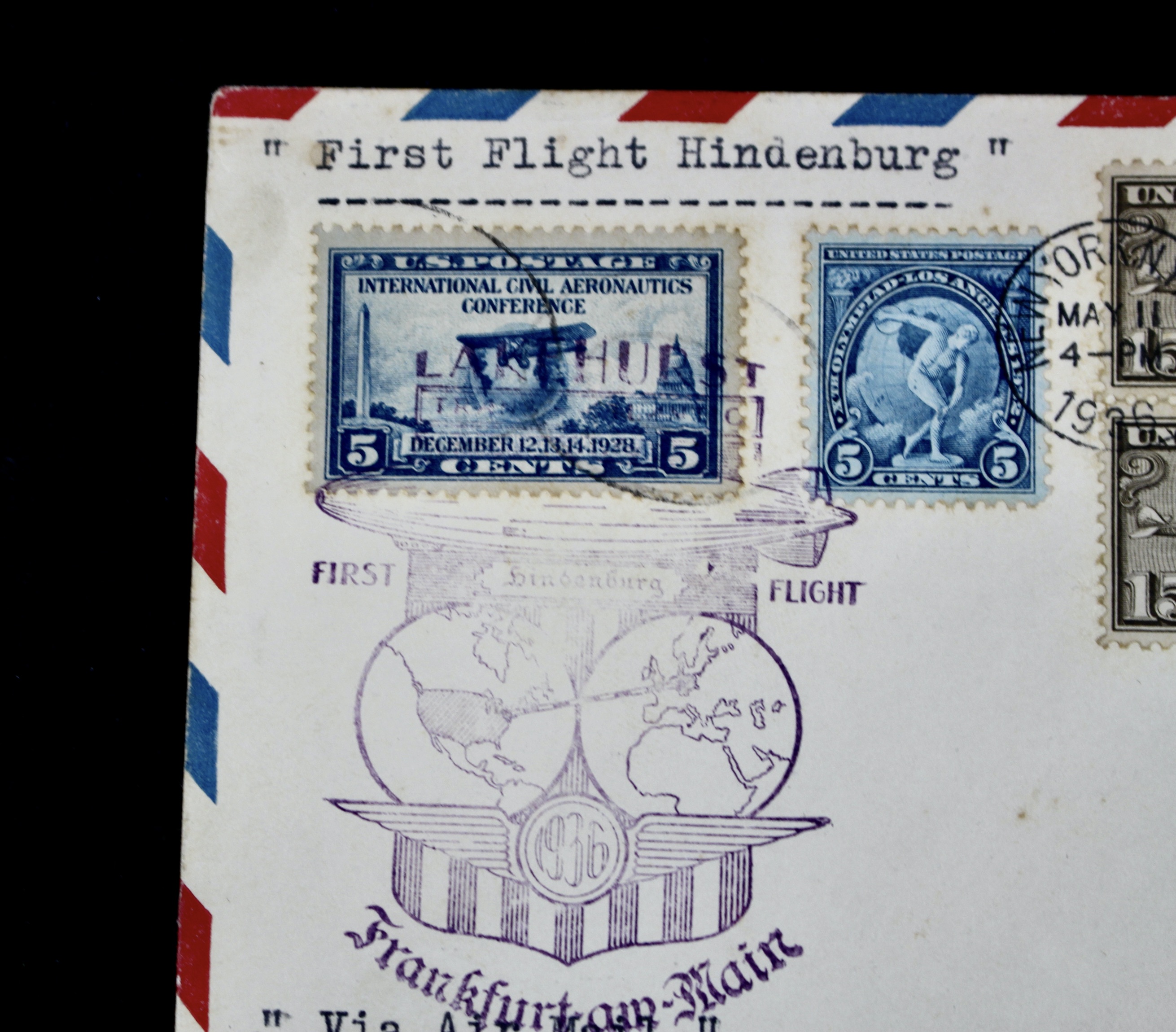 1936 First Flight Hindenburg Graf Zeppelin Postal Cover