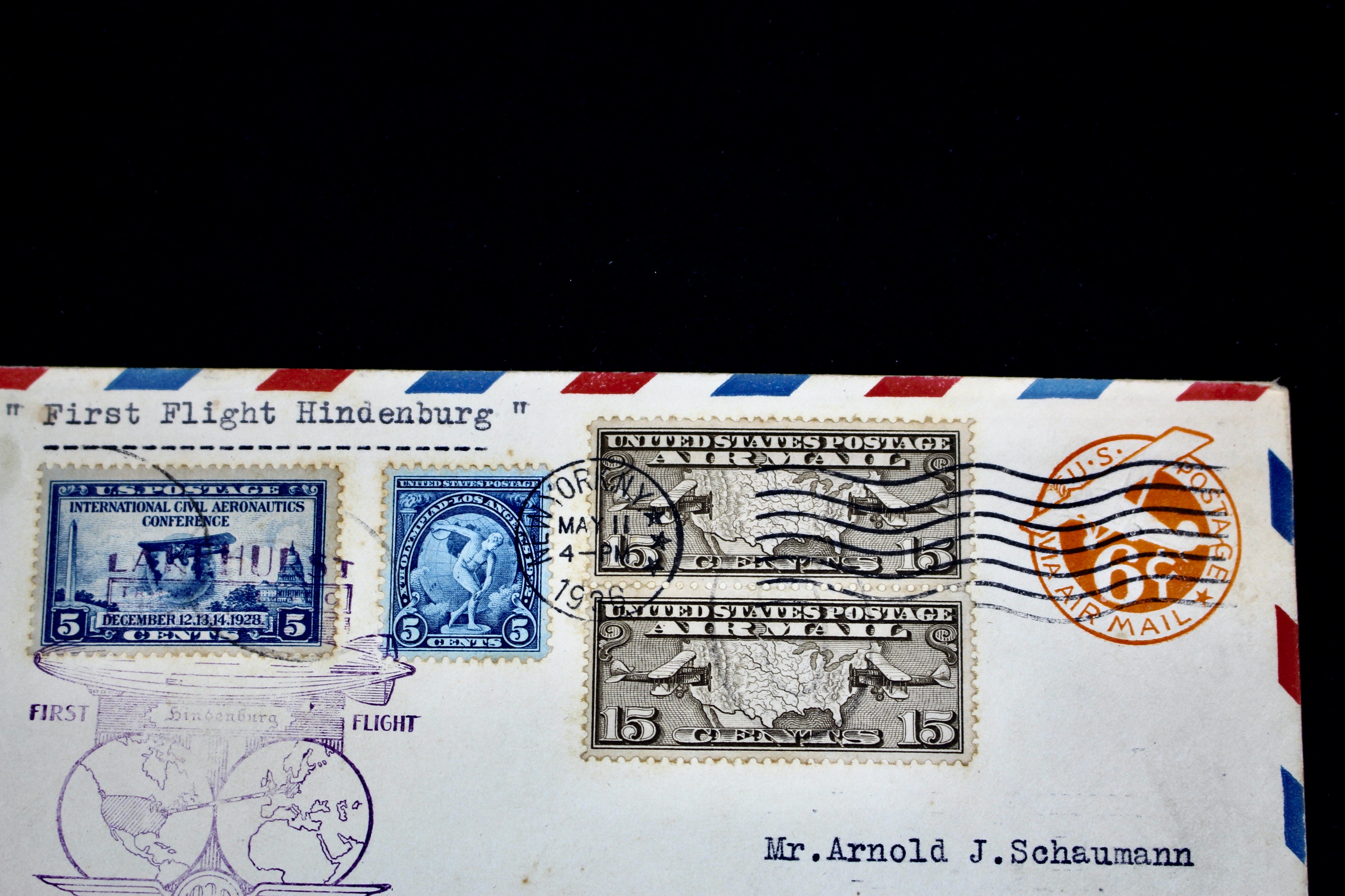 1936 First Flight Hindenburg Graf Zeppelin Postal Cover