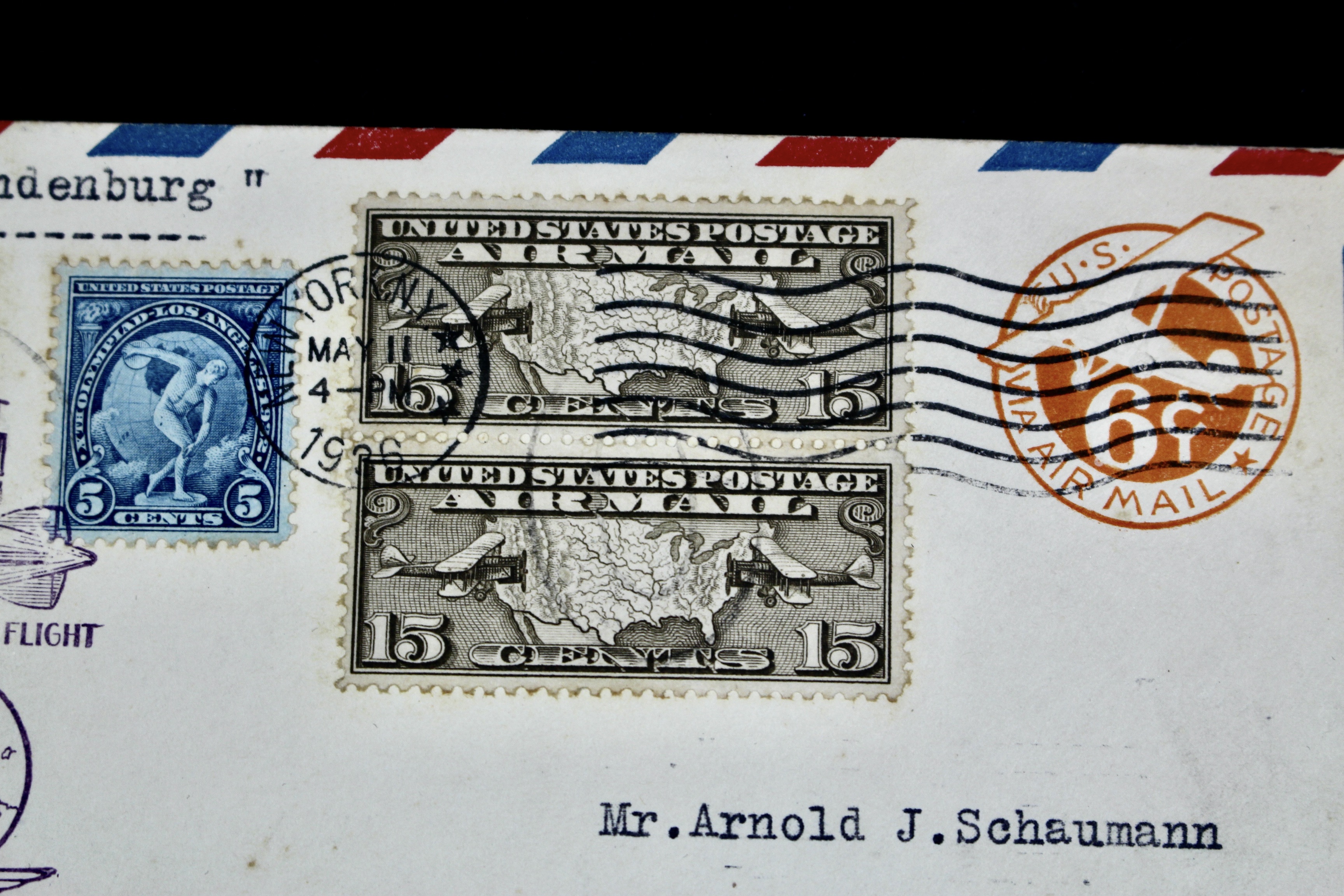 1936 First Flight Hindenburg Graf Zeppelin Postal Cover