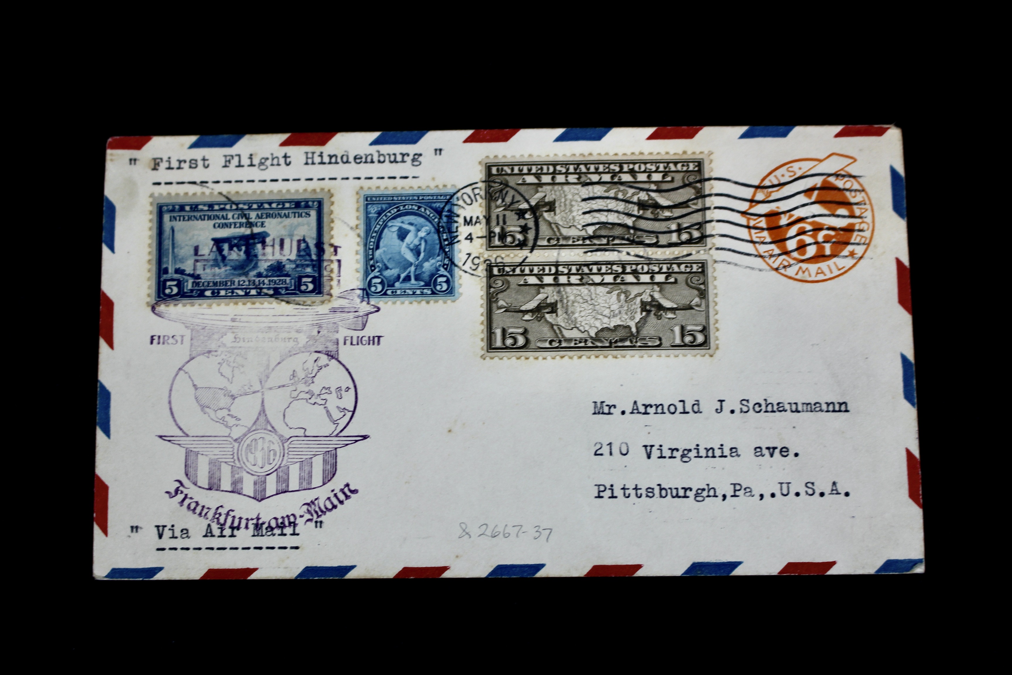 1936 First Flight Hindenburg Graf Zeppelin Postal Cover