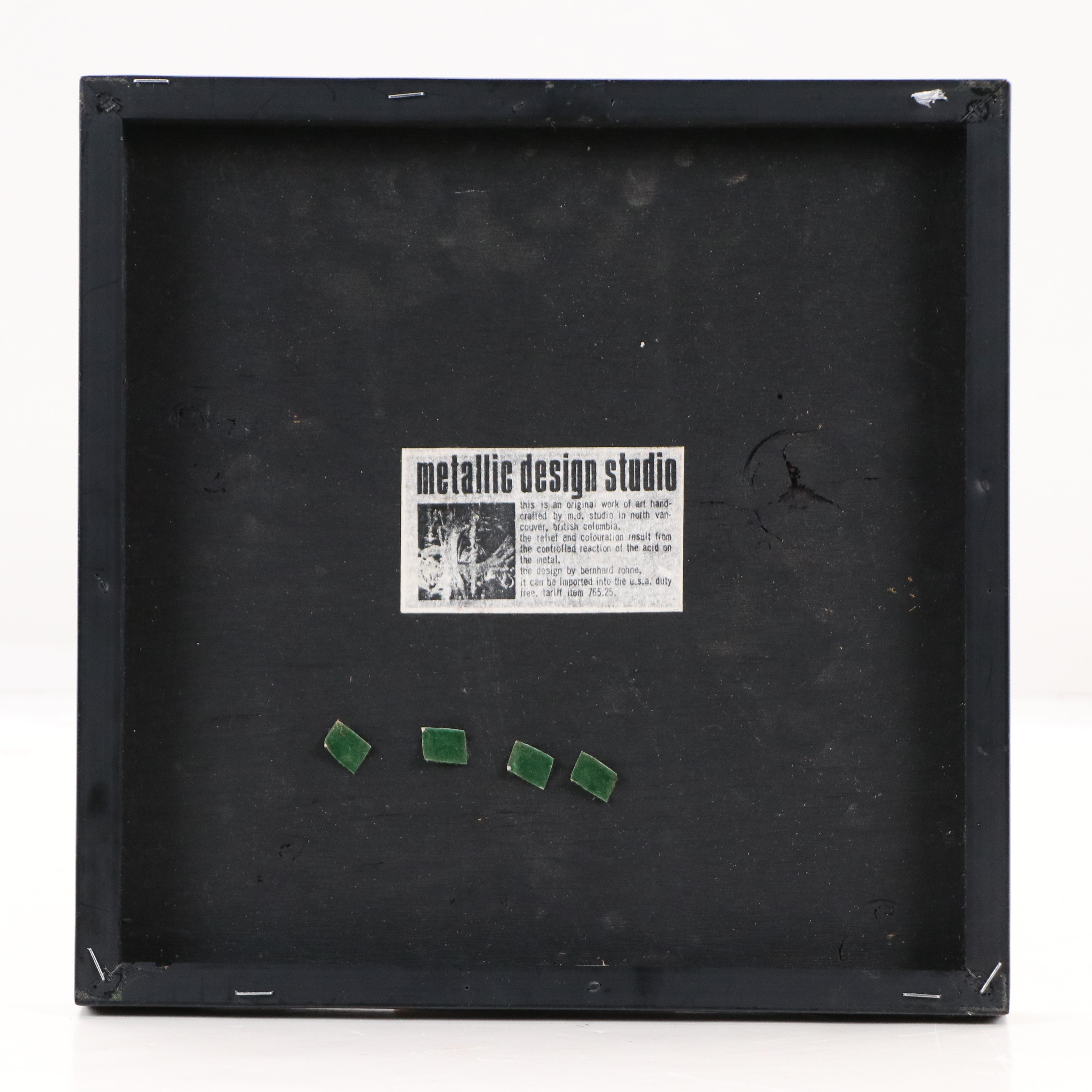 Metallic Design Studio for Bernhard Rohne Acid Etched Sheet Metal Art, 1973