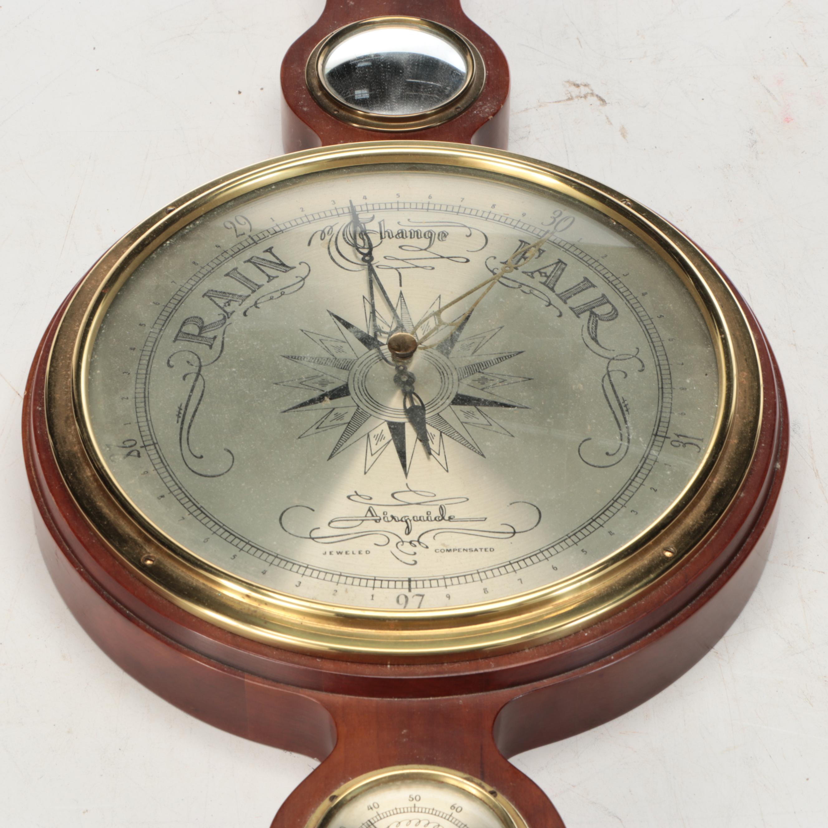 Airguide Jamestown Banjo Wall Barometer with Hygrometer, Mid-20th Century
