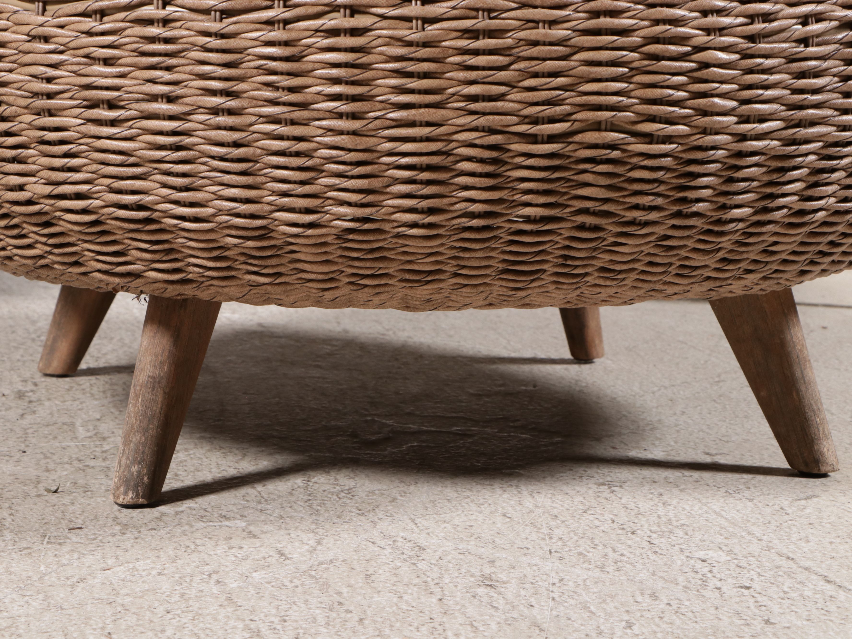 Modern Resin Wicker Patio Lounge Set with Settee, Armchairs and Coffee Table