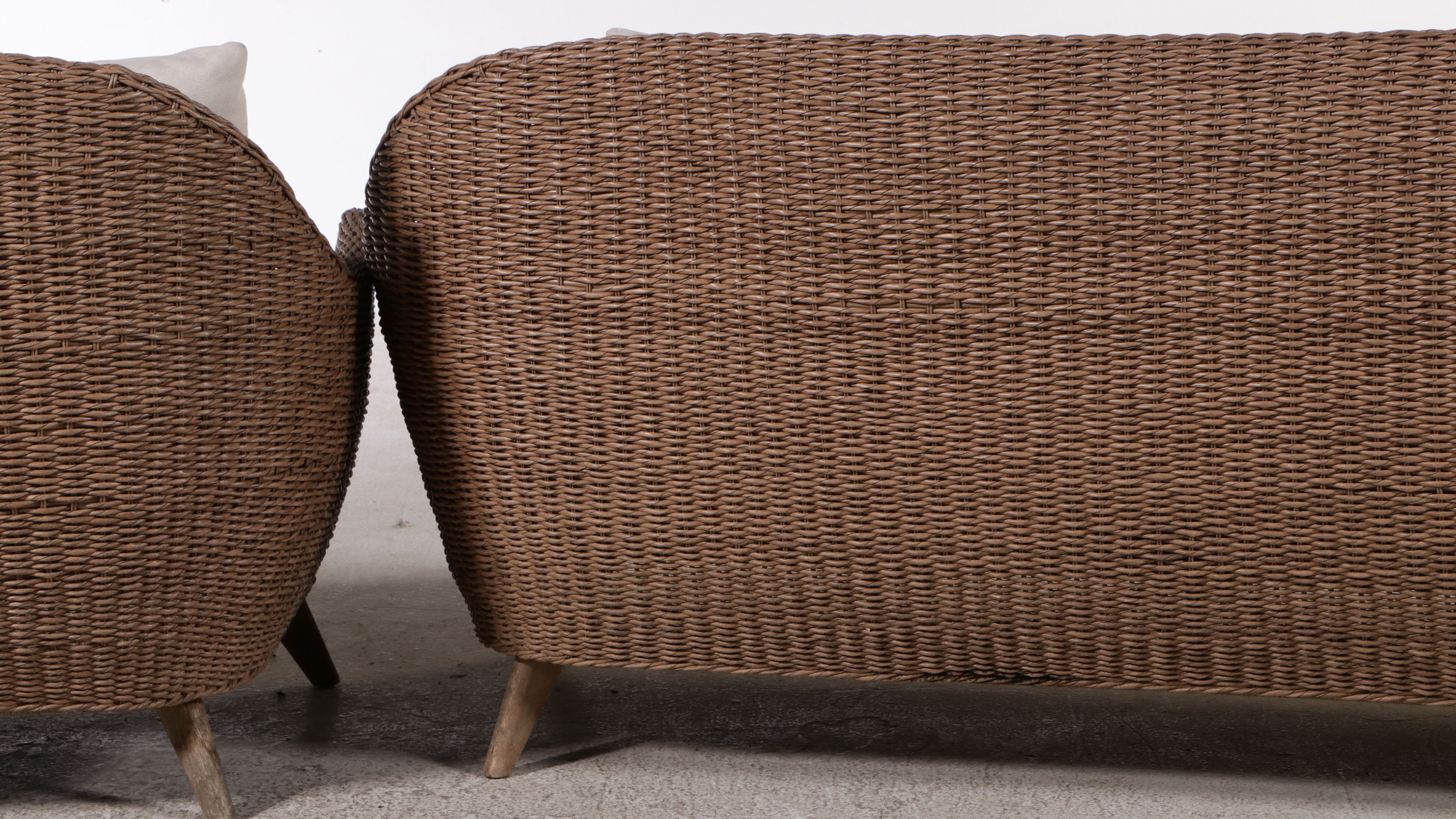 Modern Resin Wicker Patio Lounge Set with Settee, Armchairs and Coffee Table