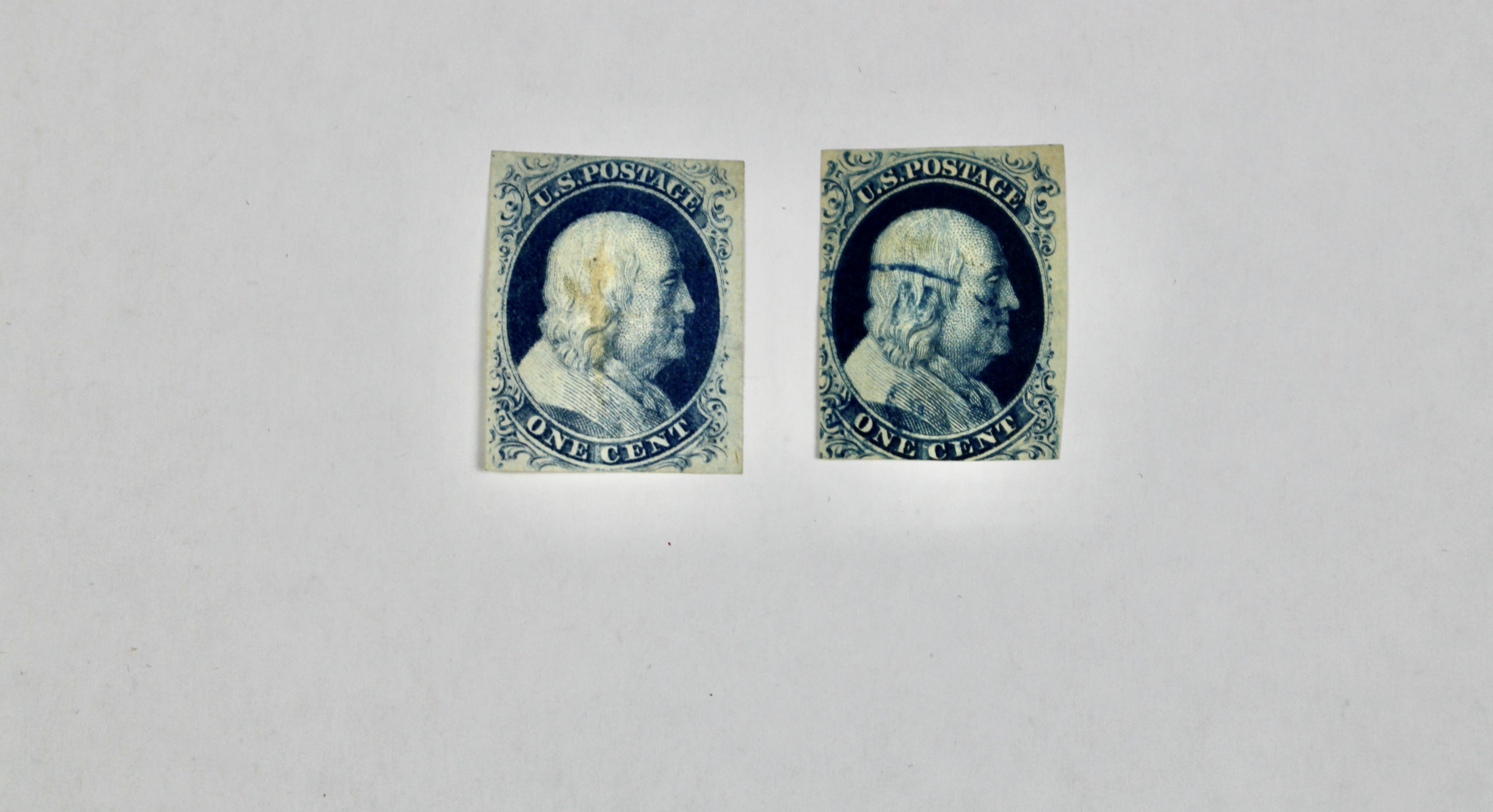 Seven Different Early Imperforate U.S. Postage Stamps