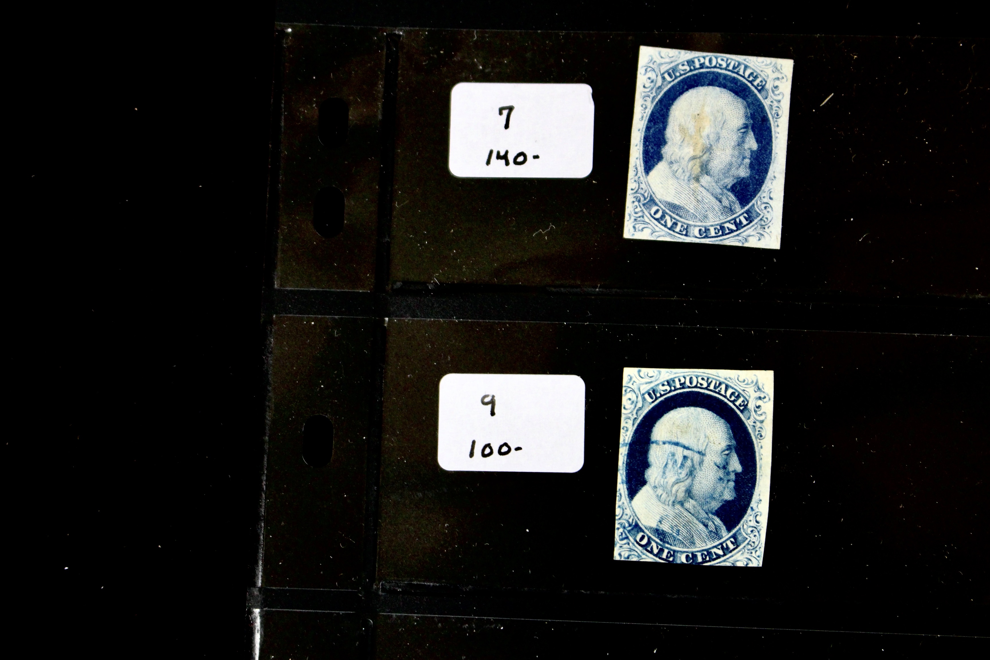 Seven Different Early Imperforate U.S. Postage Stamps