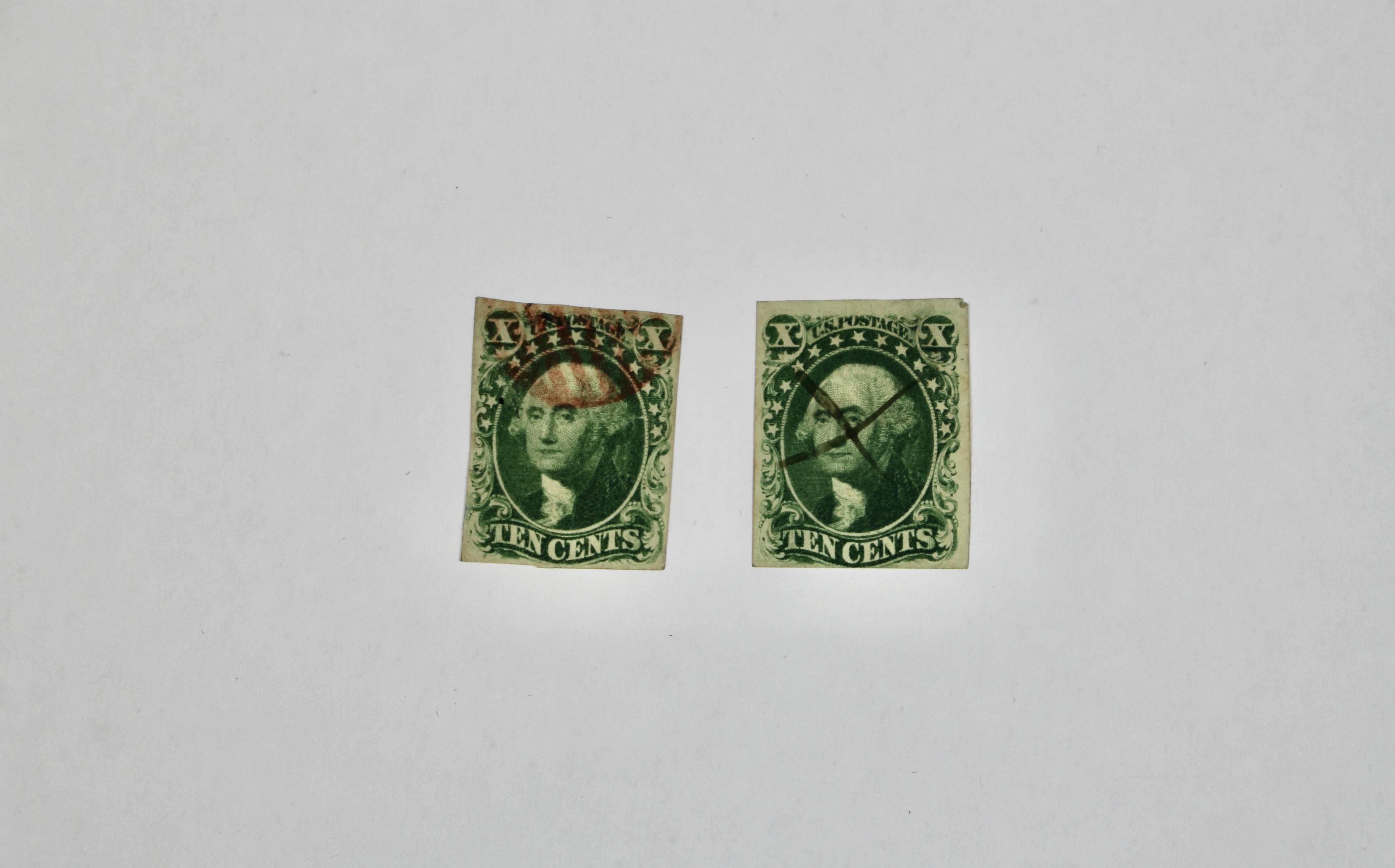 Seven Different Early Imperforate U.S. Postage Stamps