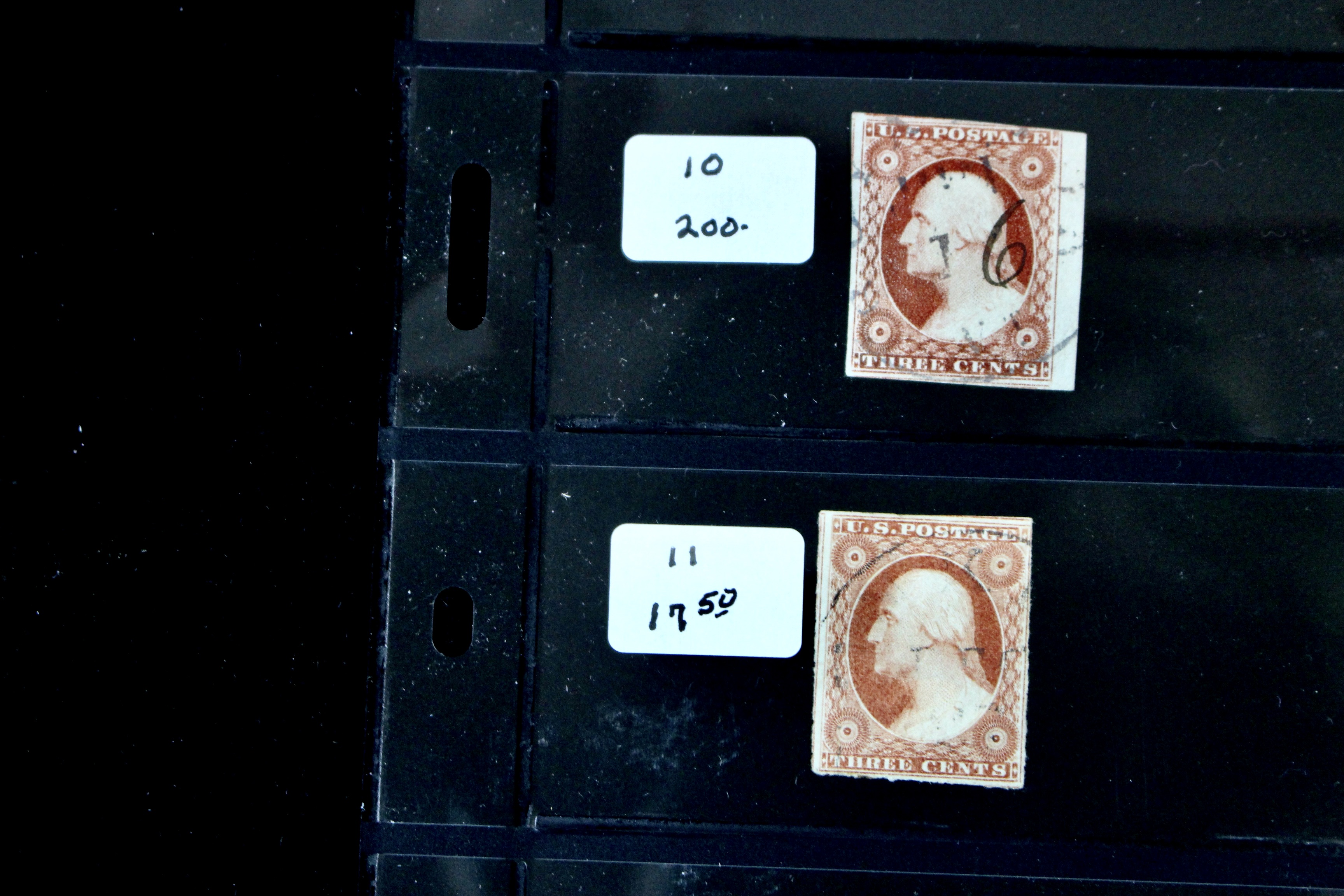 Seven Different Early Imperforate U.S. Postage Stamps