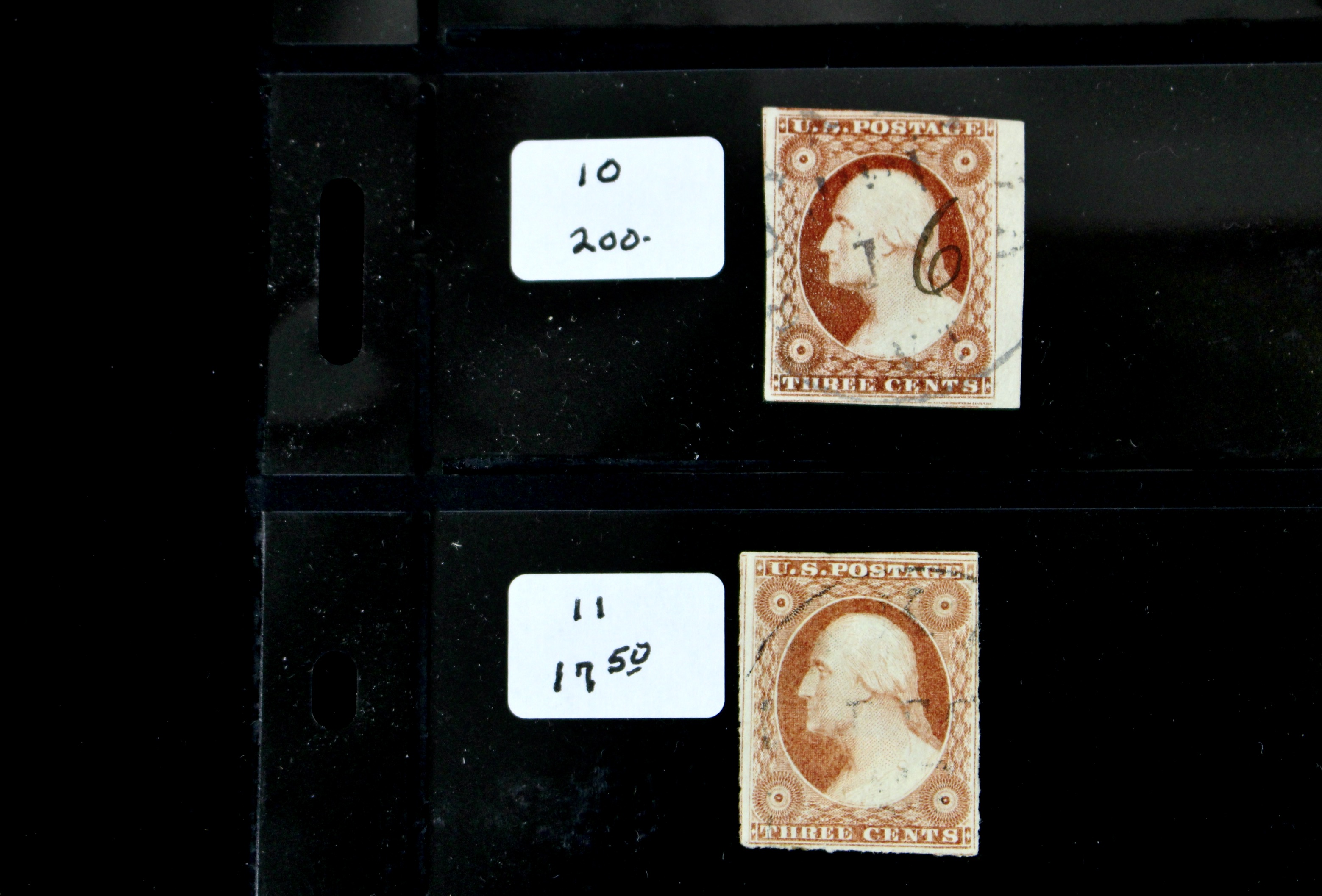 Seven Different Early Imperforate U.S. Postage Stamps