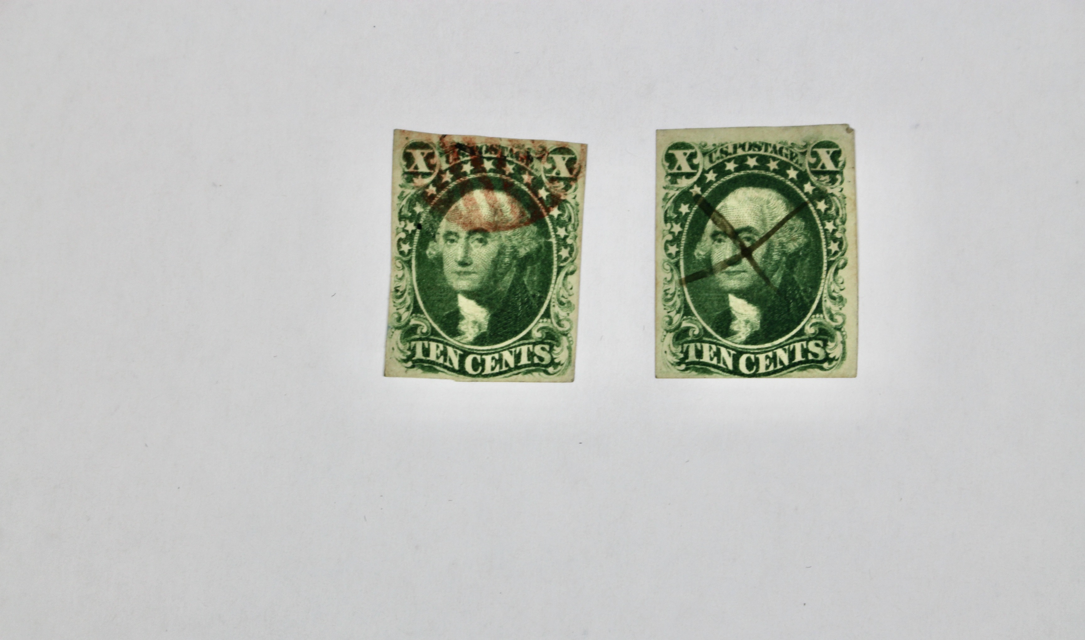 Seven Different Early Imperforate U.S. Postage Stamps