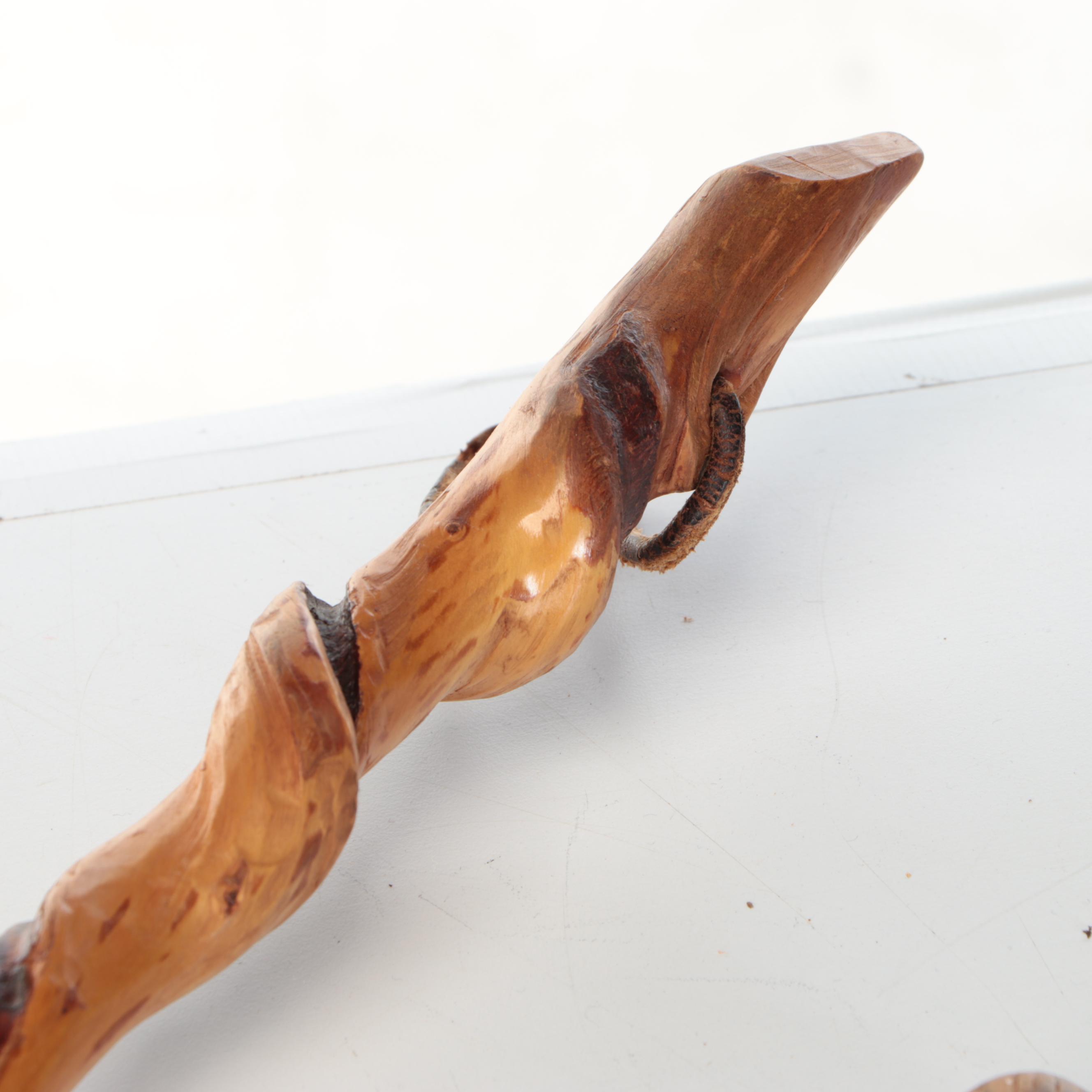 Arts & Crafts Style Wrought Iron Fireplace Tools and Straw Brooms, 20th Century