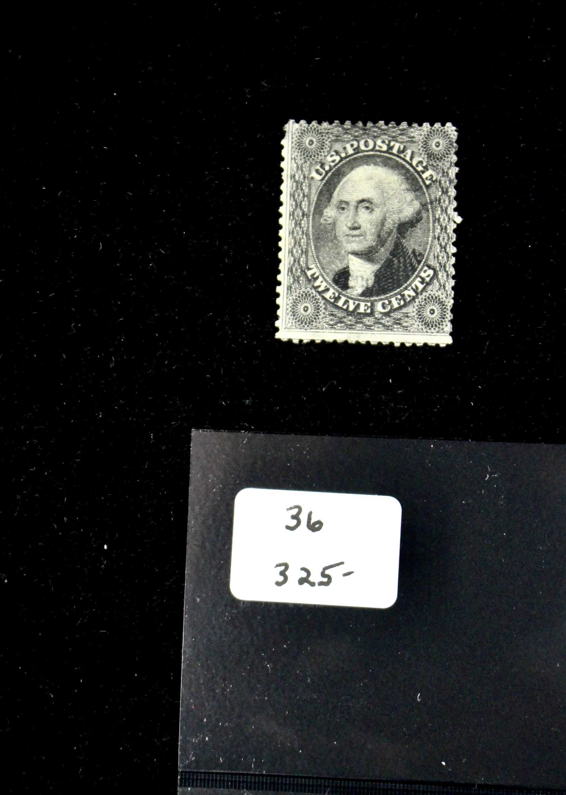 Four Early U.S. Postage Stamps, Scott 36, 36b, 37, and 38