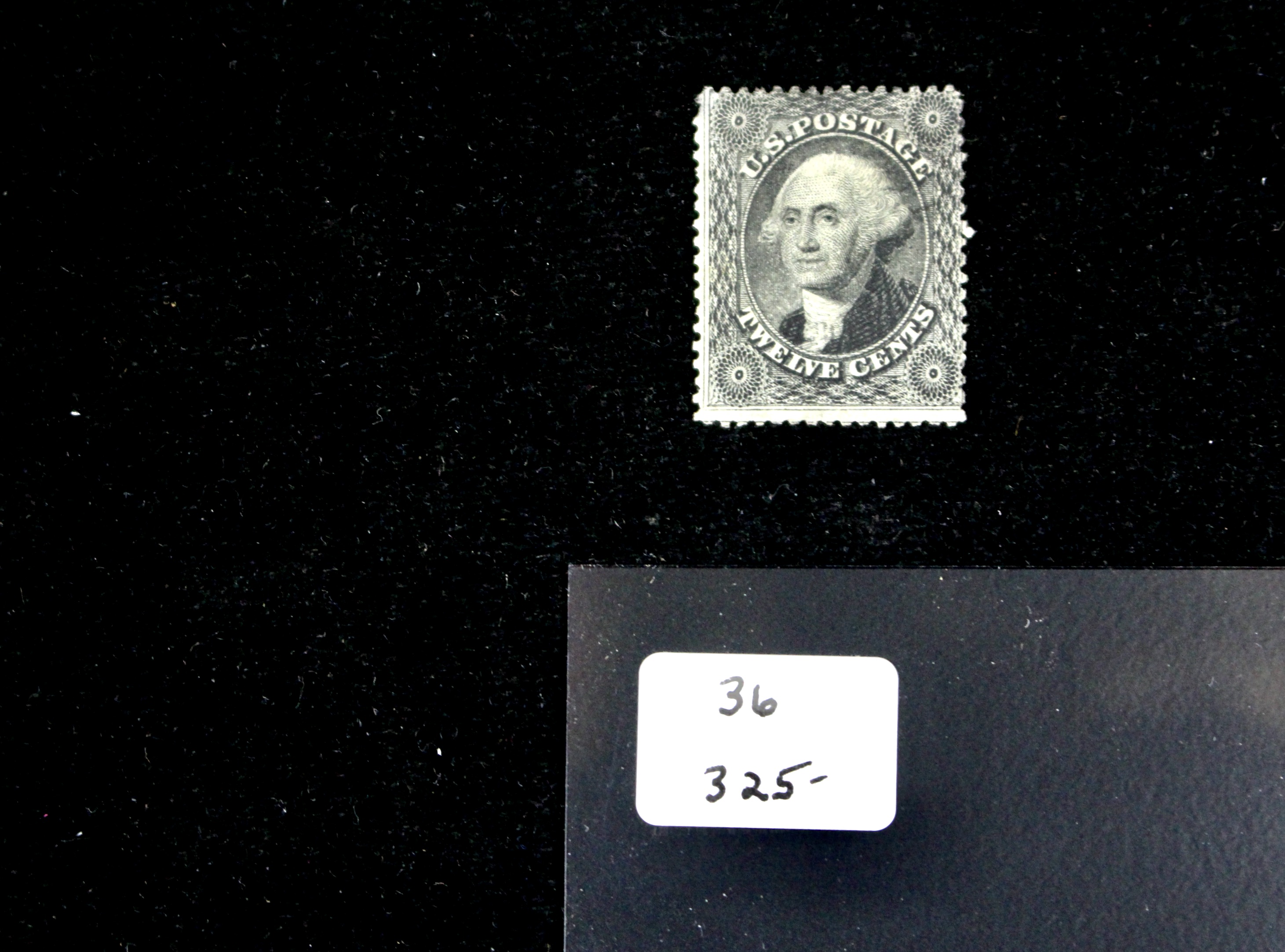 Four Early U.S. Postage Stamps, Scott 36, 36b, 37, and 38